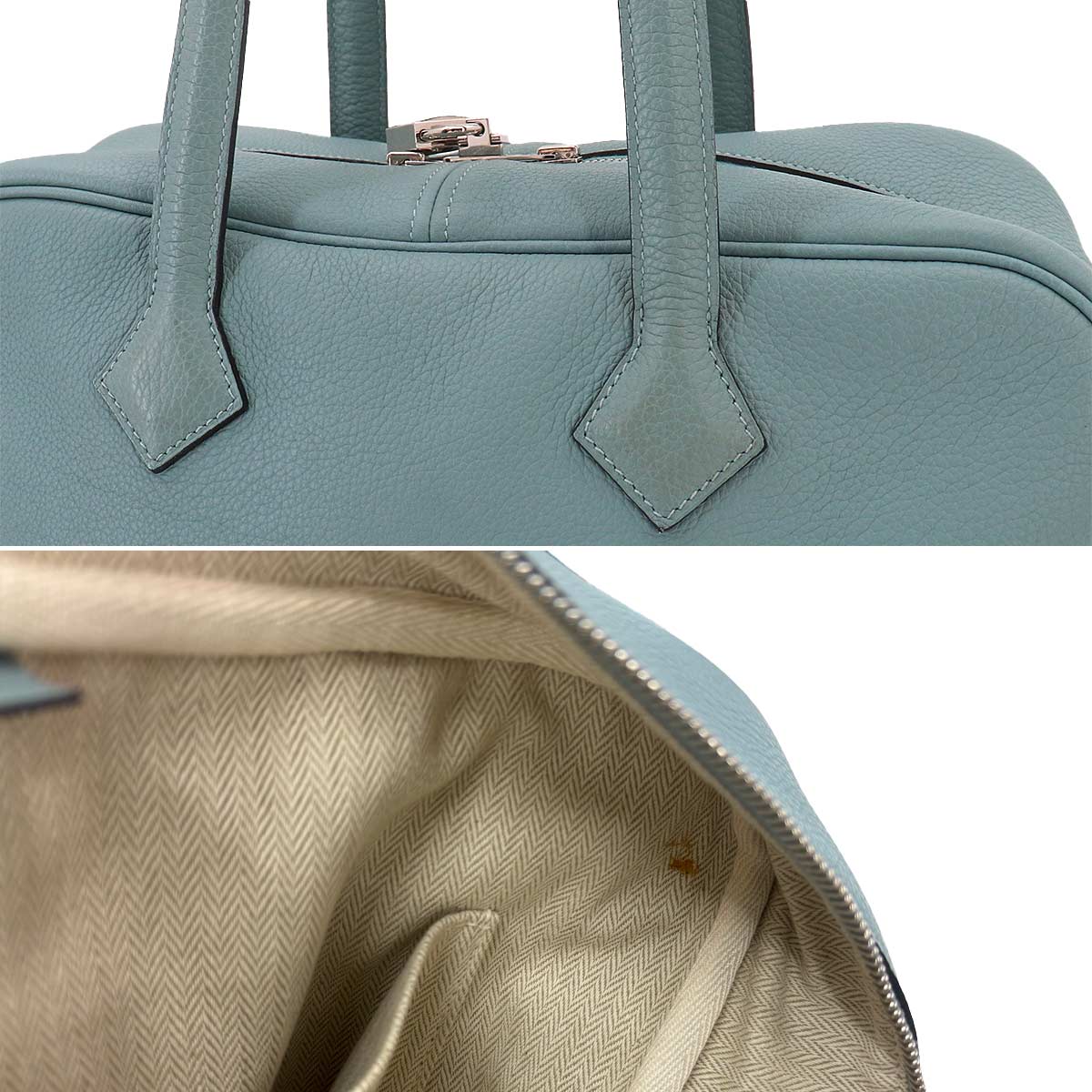 Victoria 35 Hand Bag Taurillon Clemence Ciel Purse
