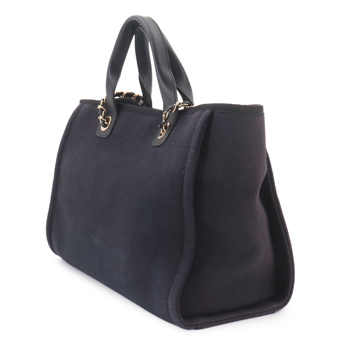 Deauville Small Shopping Tote Chain Shoulder Bag Navy AS3257