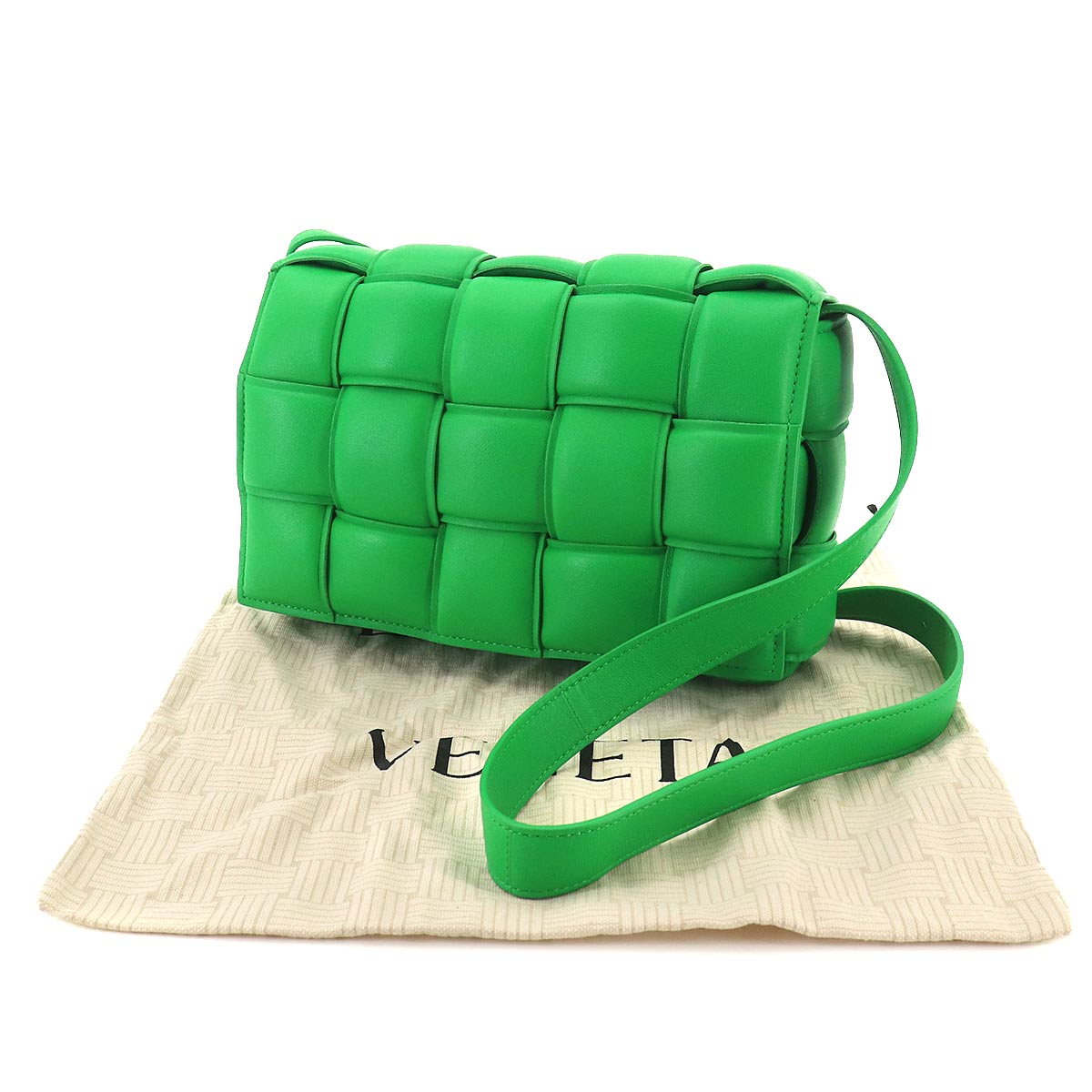 Intrecciato Padded Cassette Shoulder Bag Green