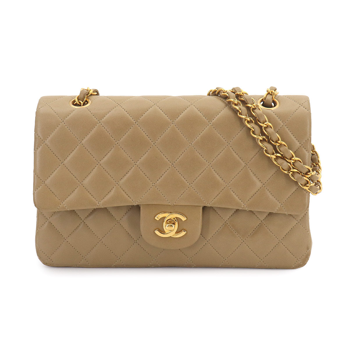 Matelasse 25 Chain Shoulder Bag Leather Beige A01112 11.12
