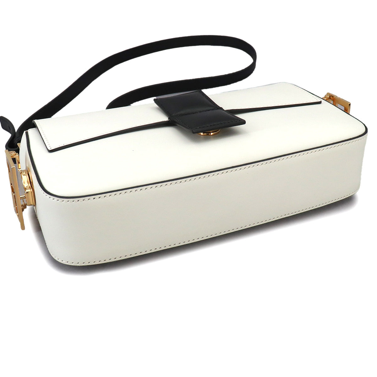 Bucket Twist Hand Shoulder Bag Leather White Black 8BR821