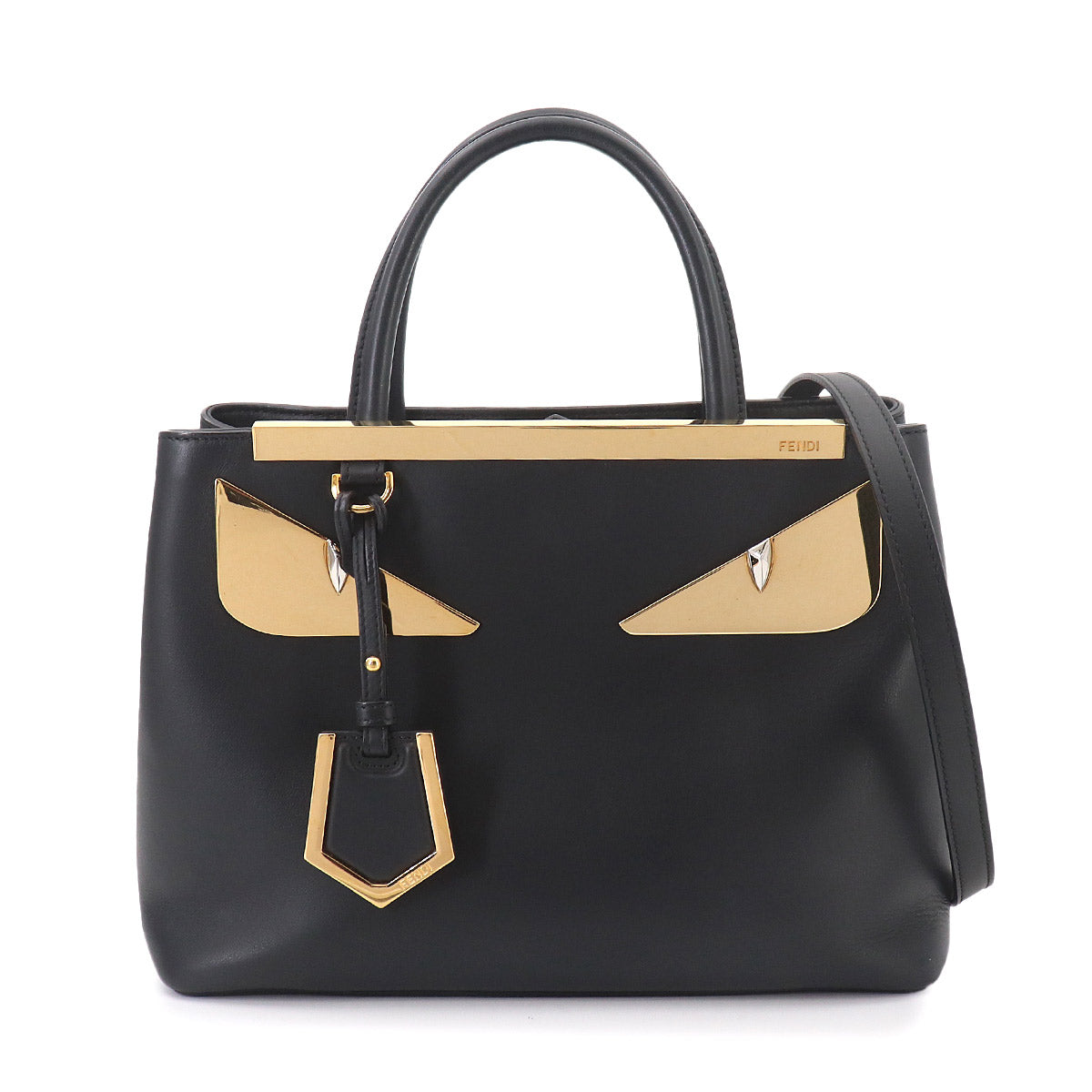Petit 2jours Monster Eyes Hand Shoulder Bag Leather Black 8BH253