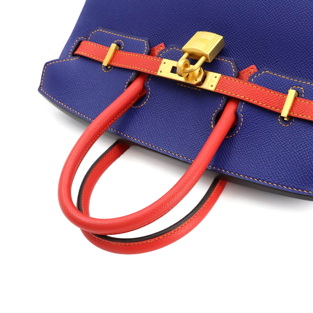 Birkin 25 SPO Hand Bag Epsom Blue Electrique Rouge Pivoine