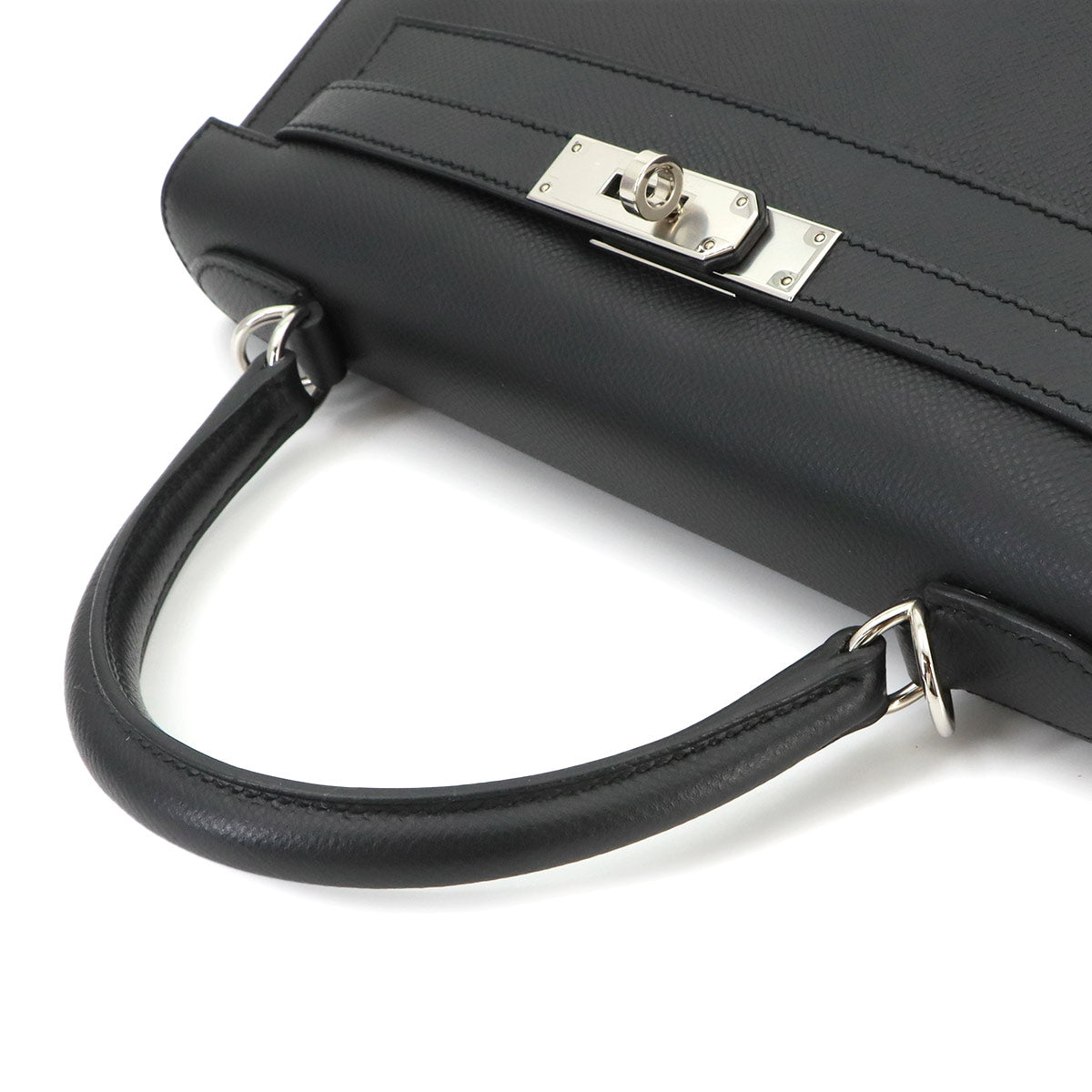 Kelly 28 Veau Epsom Black Hand Shoulder Bag Purse