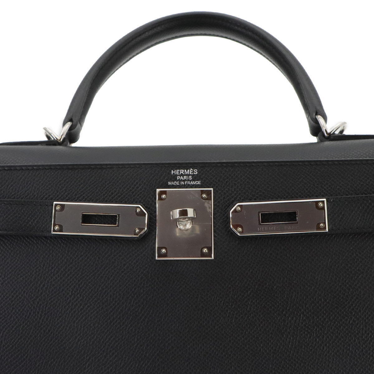 Kelly 28 Veau Epsom Black Hand Shoulder Bag Purse