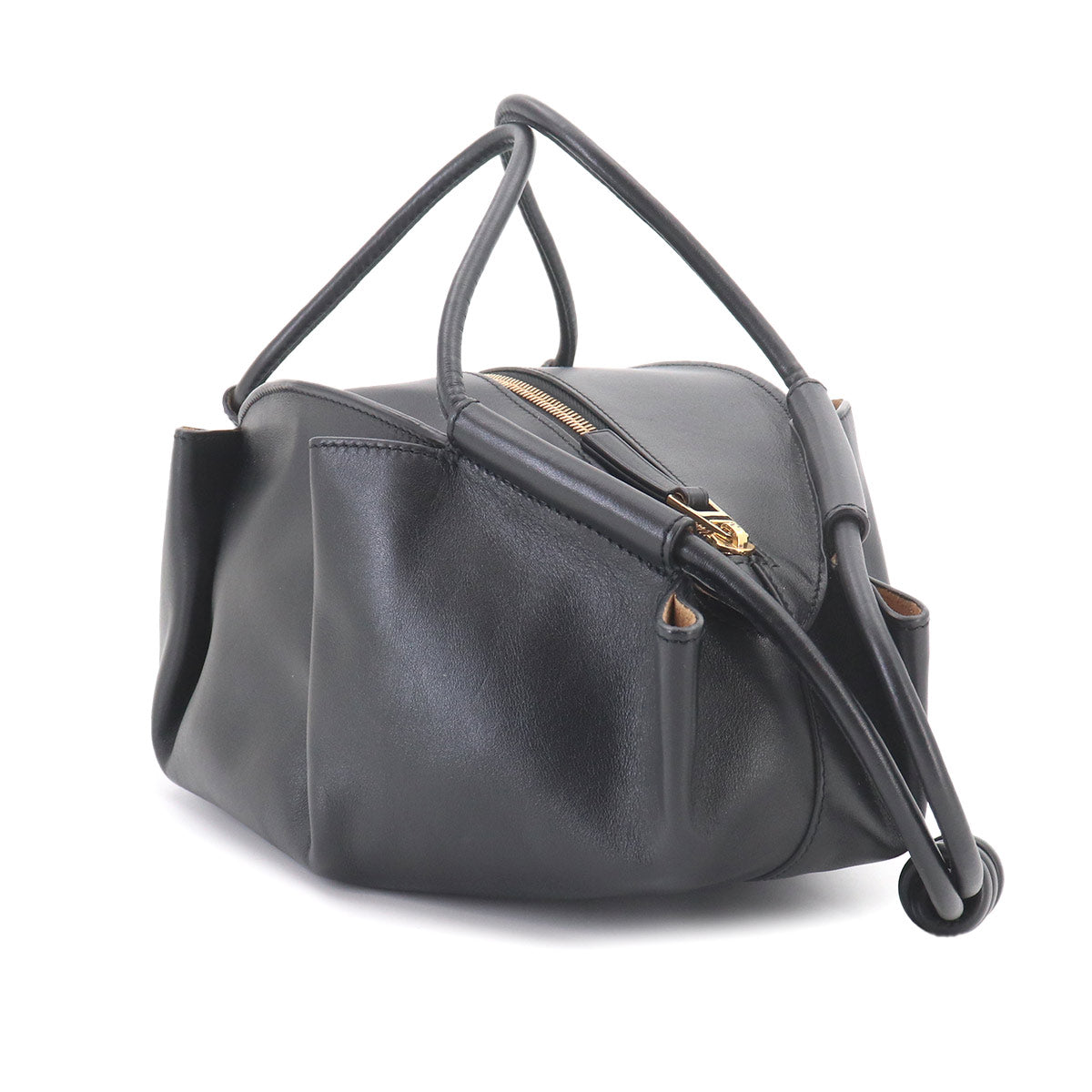 Paseo Small Hand Shoulder Bag Leather Black Purse