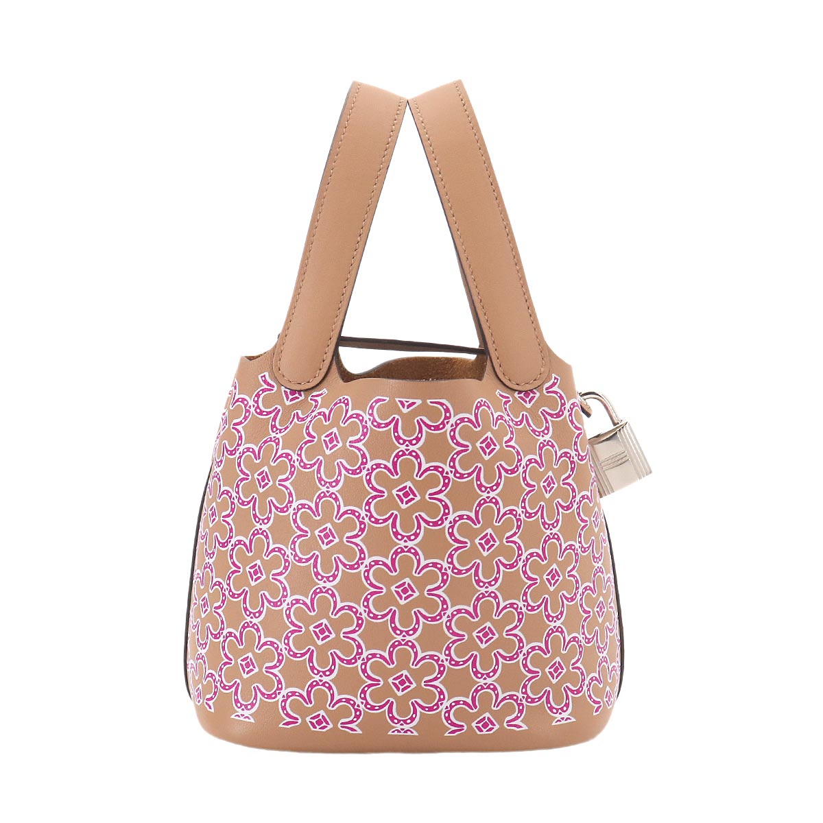 Picotin Lock Micro Lucky Daisy Hand Bag Swift Chai Rose Blanc