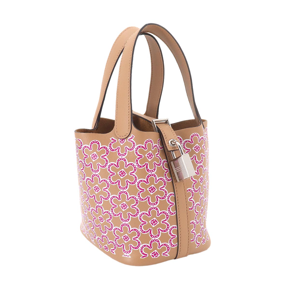 Picotin Lock Micro Lucky Daisy Hand Bag Swift Chai Rose Blanc