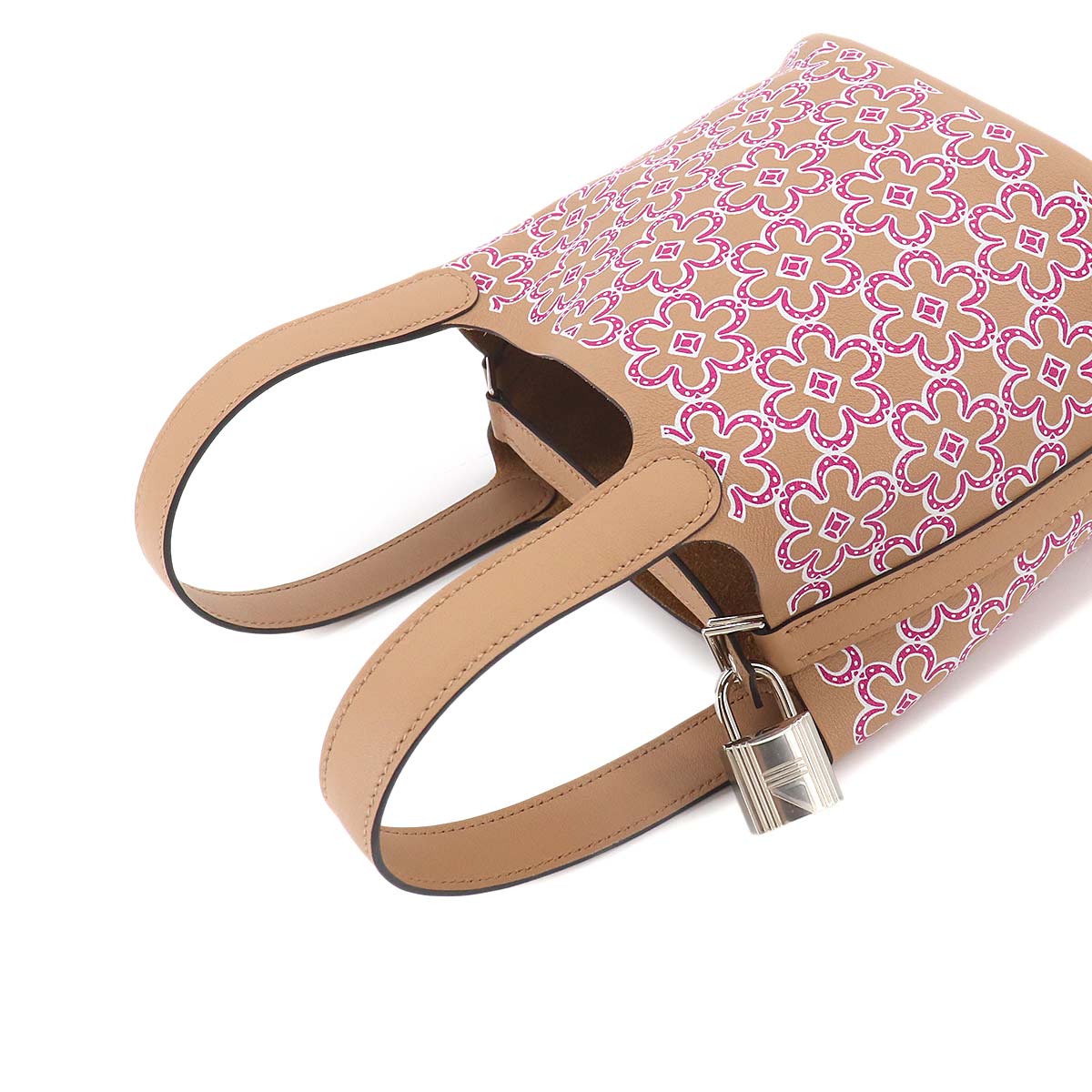 Picotin Lock Micro Lucky Daisy Hand Bag Swift Chai Rose Blanc
