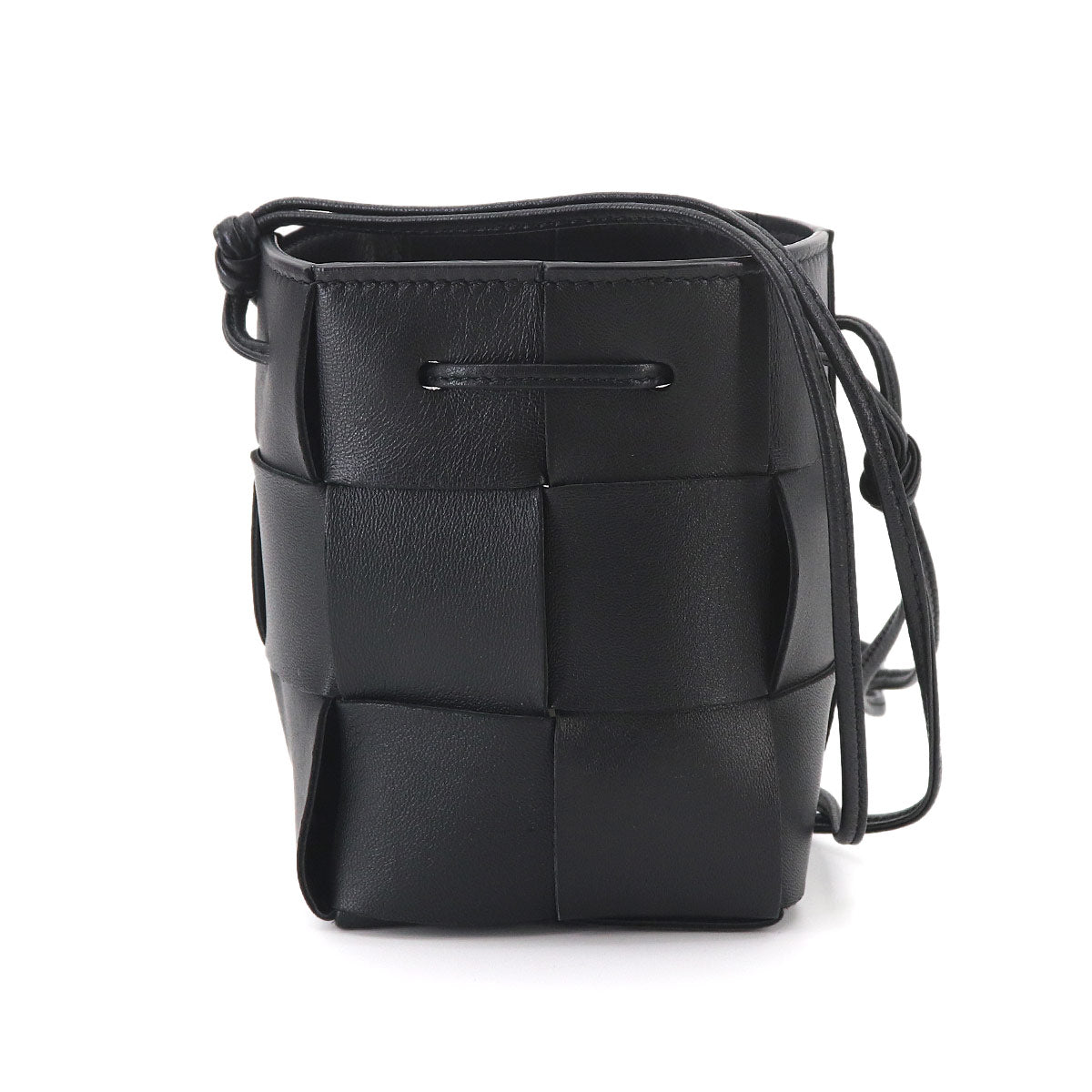 Intrecciato Mini Cassette Bucket Bag Shoulder Black