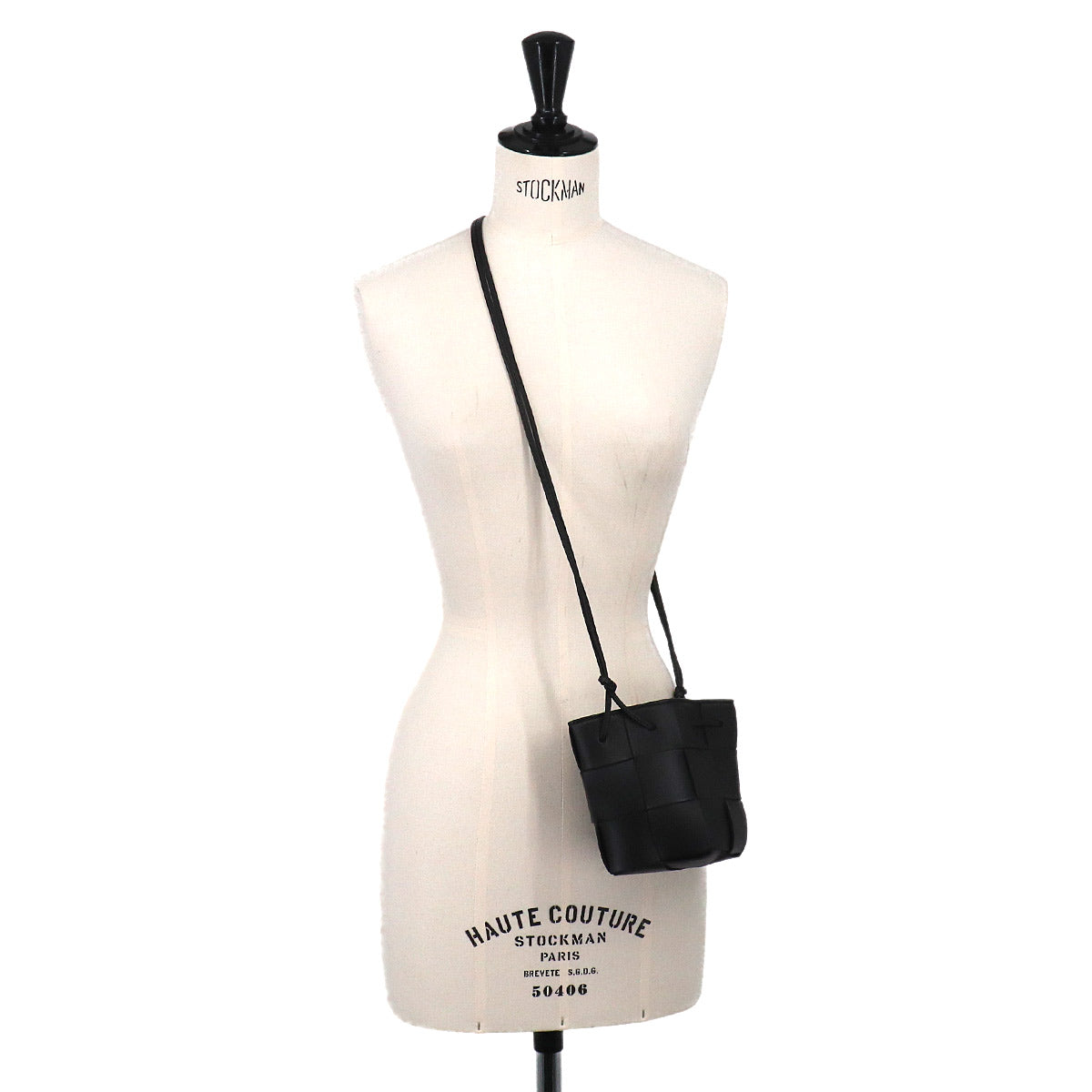 Intrecciato Mini Cassette Bucket Bag Shoulder Black