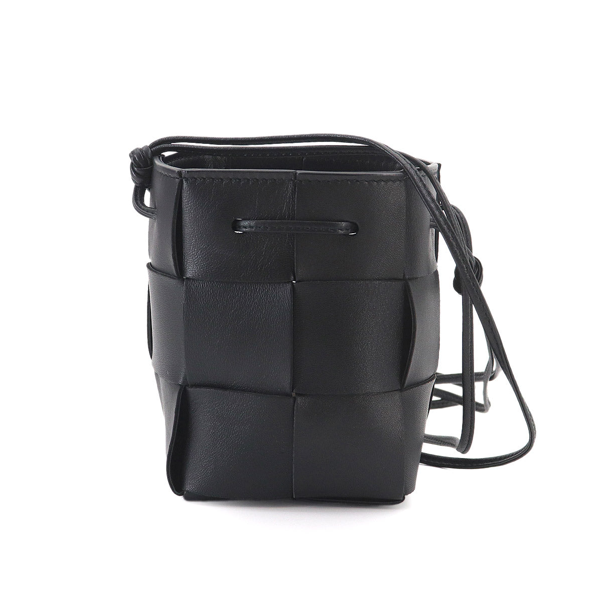 Intrecciato Mini Cassette Bucket Bag Shoulder Black