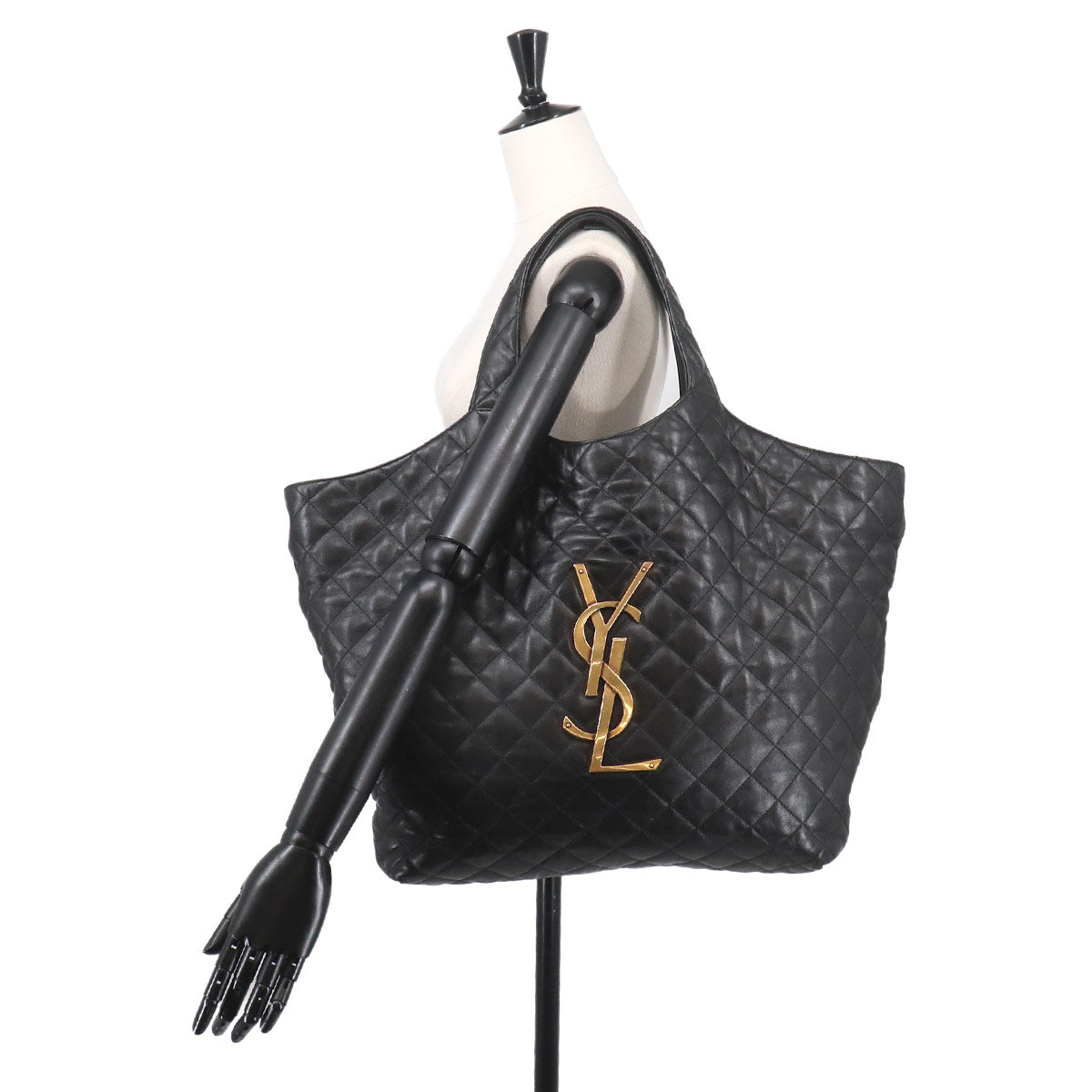 Icare Maxi Shopping Tote Bag Leather Black 698651