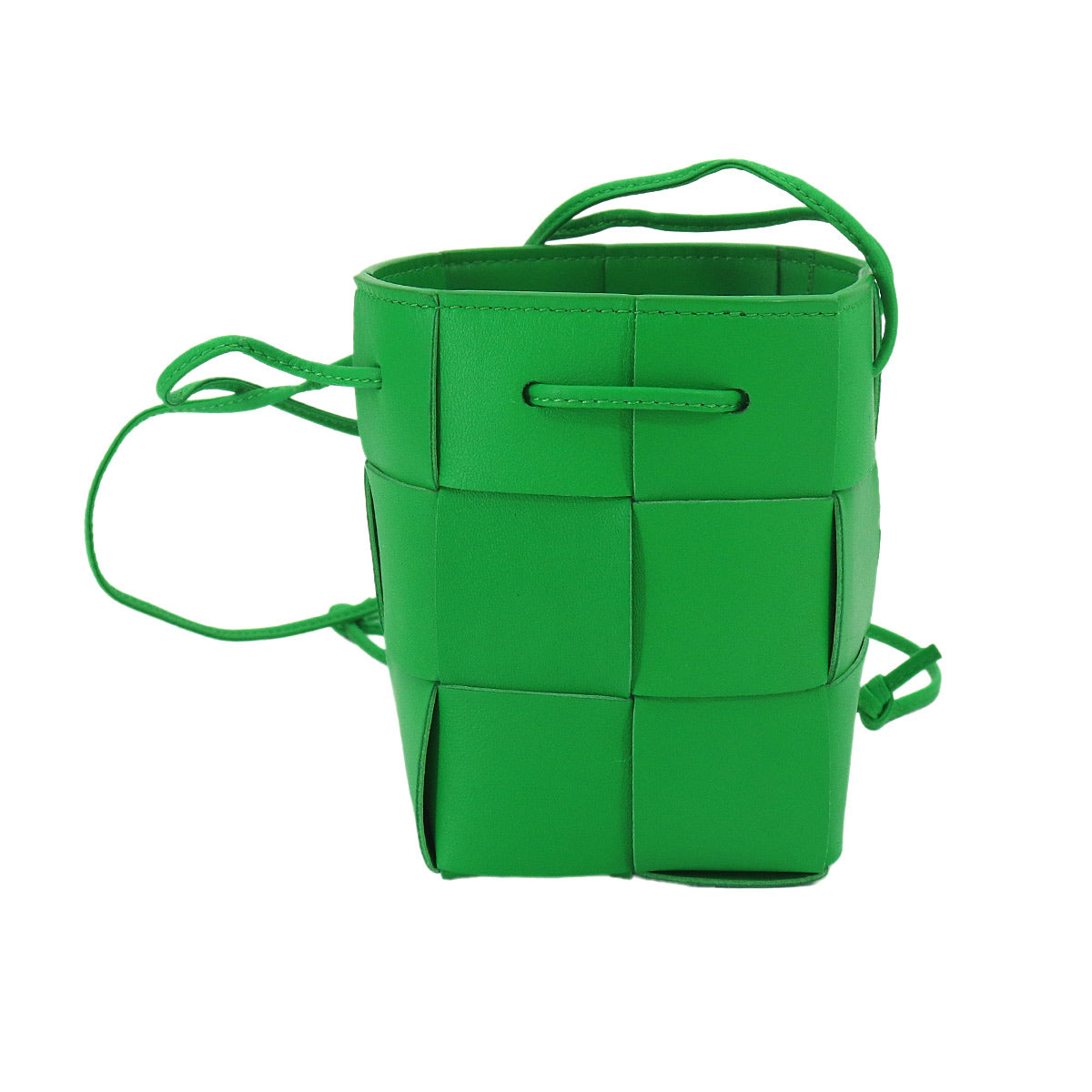 Intrecciato Mini Cassette Bucket Bag Shoulder Green
