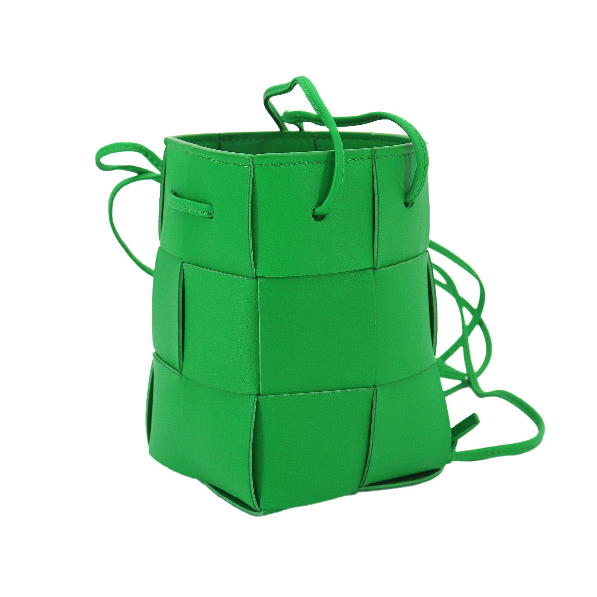 Intrecciato Mini Cassette Bucket Bag Shoulder Green