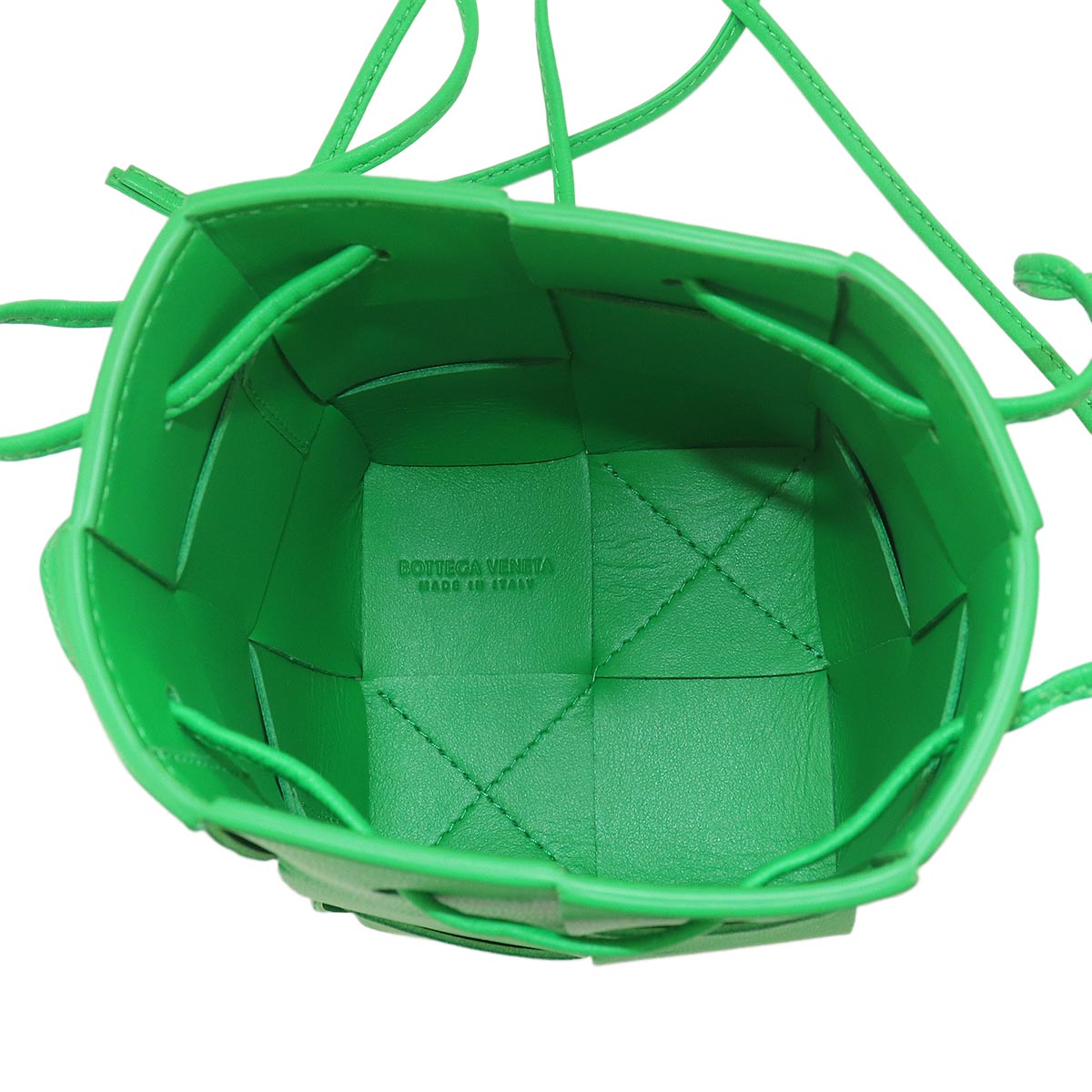 Intrecciato Mini Cassette Bucket Bag Shoulder Green