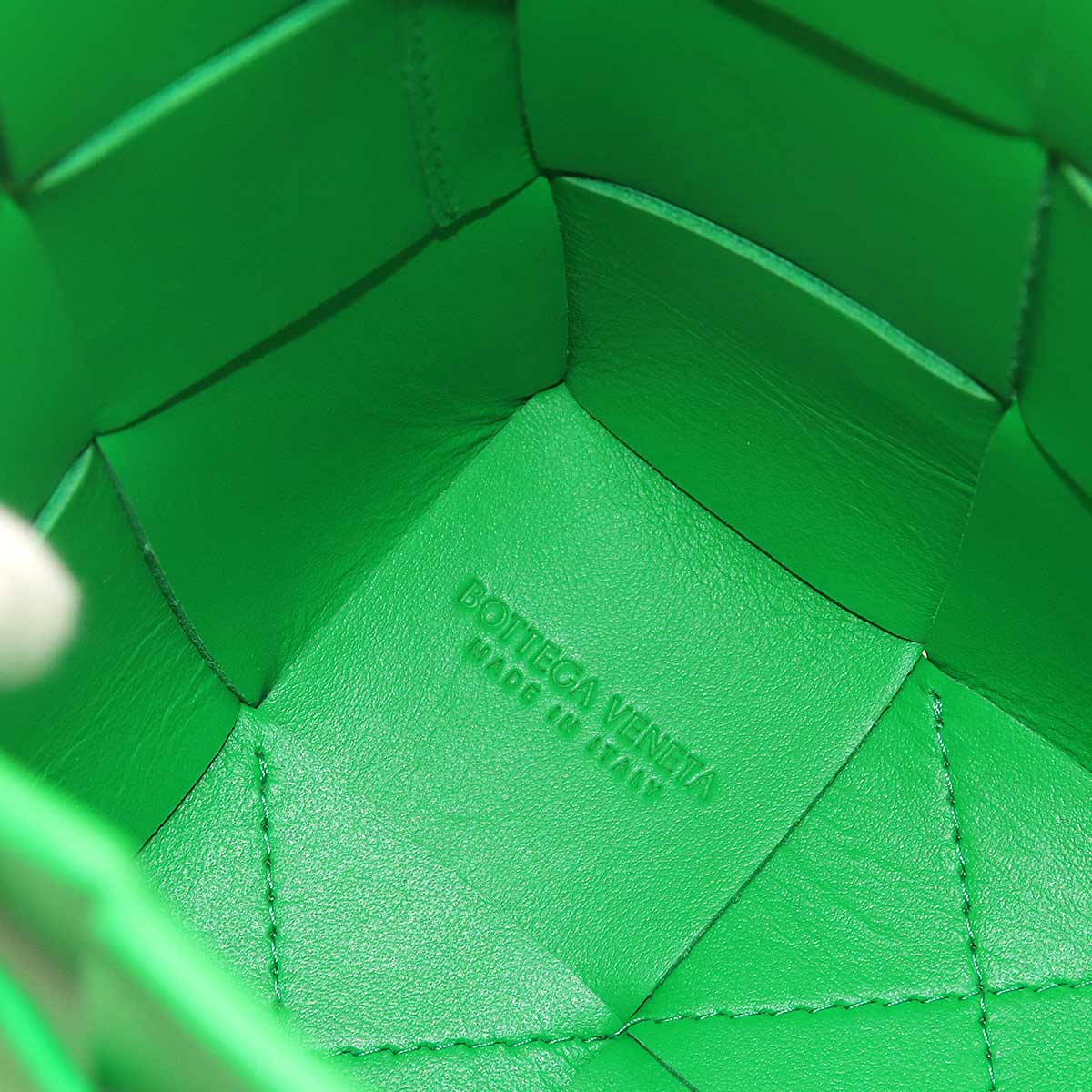 Intrecciato Mini Cassette Bucket Bag Shoulder Green
