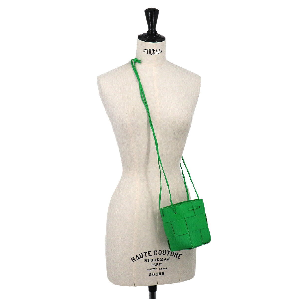 Intrecciato Mini Cassette Bucket Bag Shoulder Green