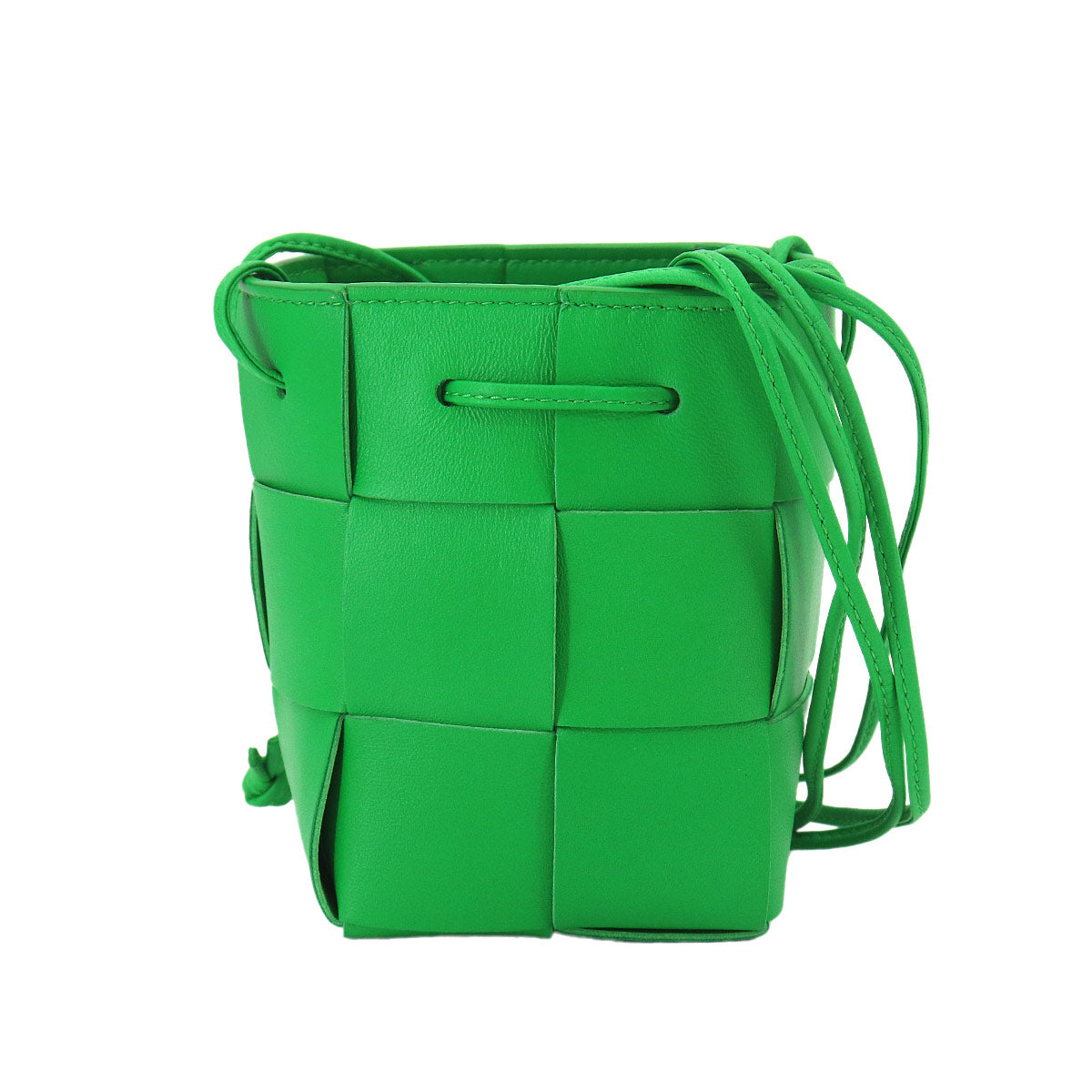 Intrecciato Mini Cassette Bucket Bag Shoulder Green