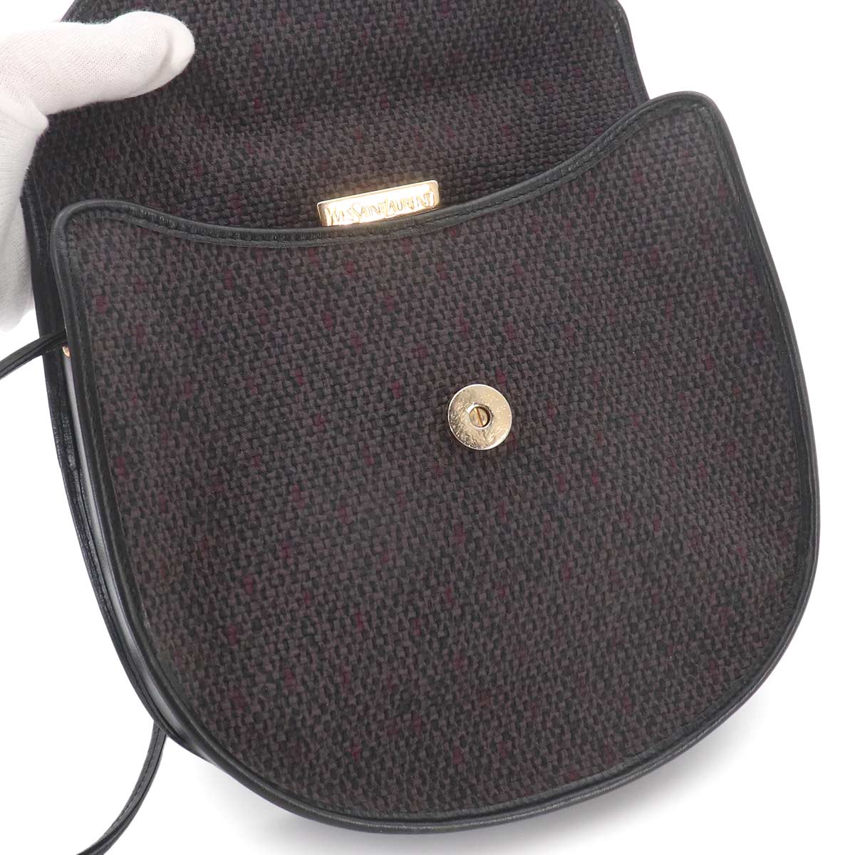Shoulder Bag PVC Leather Gray Black