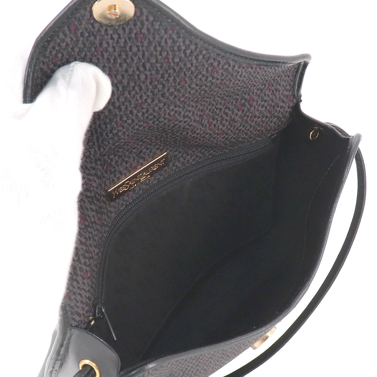 Shoulder Bag PVC Leather Gray Black