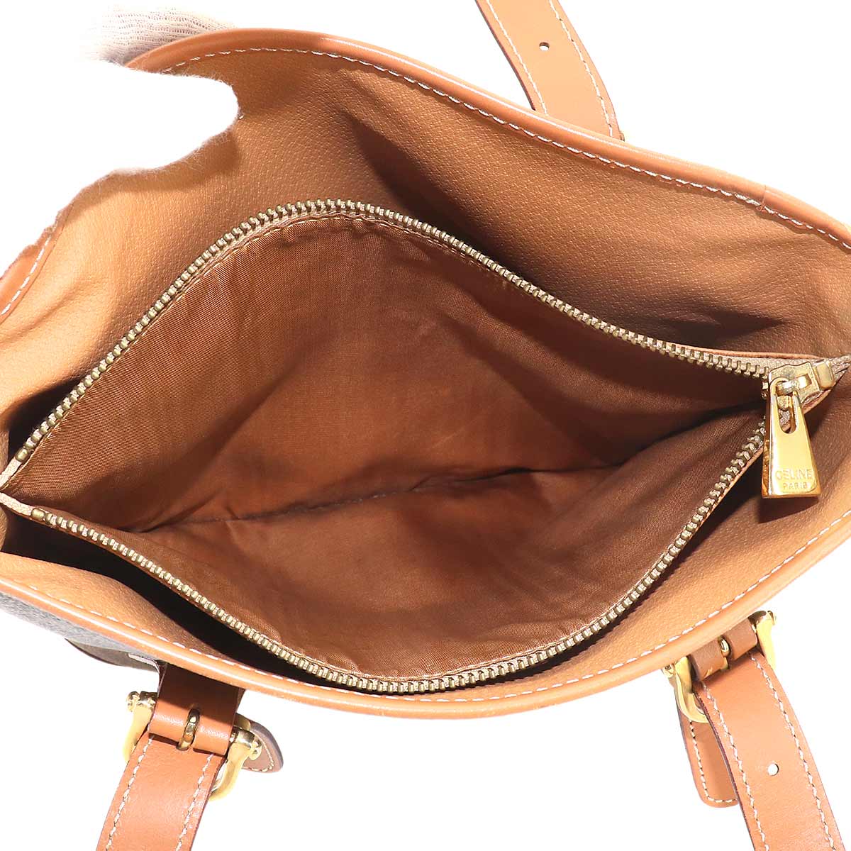 CELINE Macadam Hand Bag PVC Leather Brown Vintage Purse