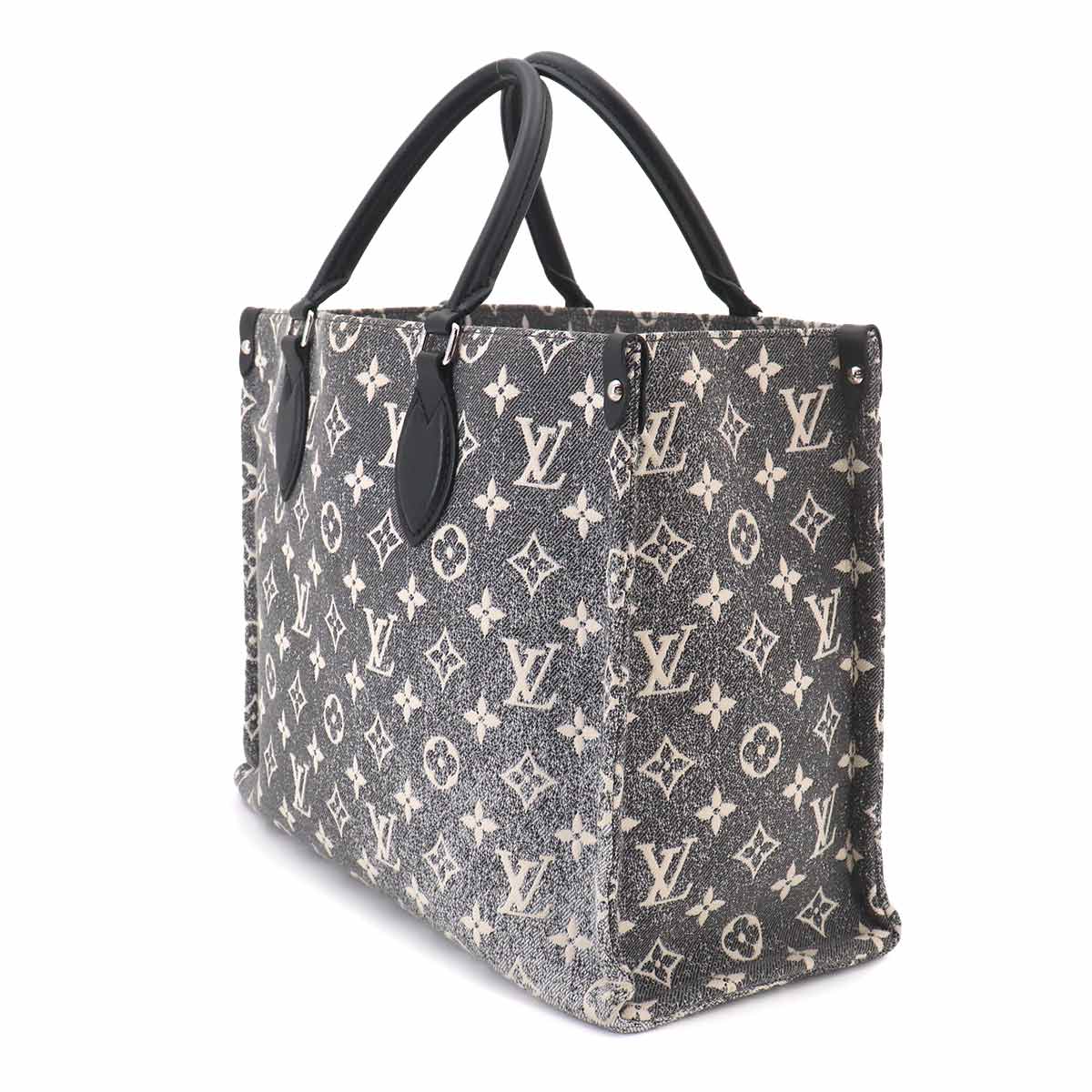 Monogram Jacquard Denim Onthego MM Tote Shoulder Bag