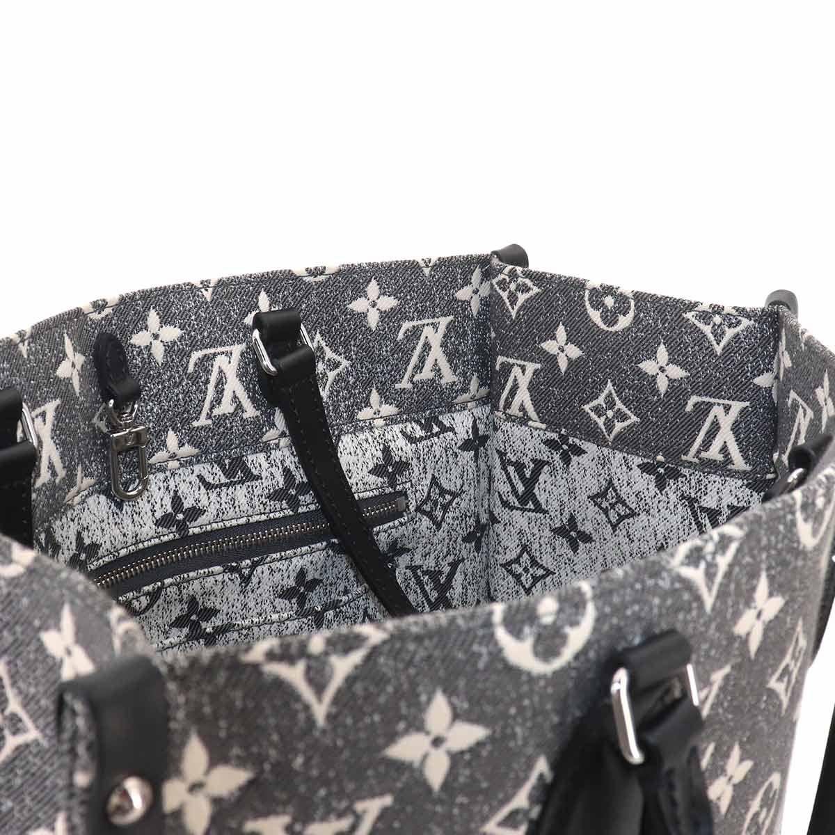 Monogram Jacquard Denim Onthego MM Tote Shoulder Bag