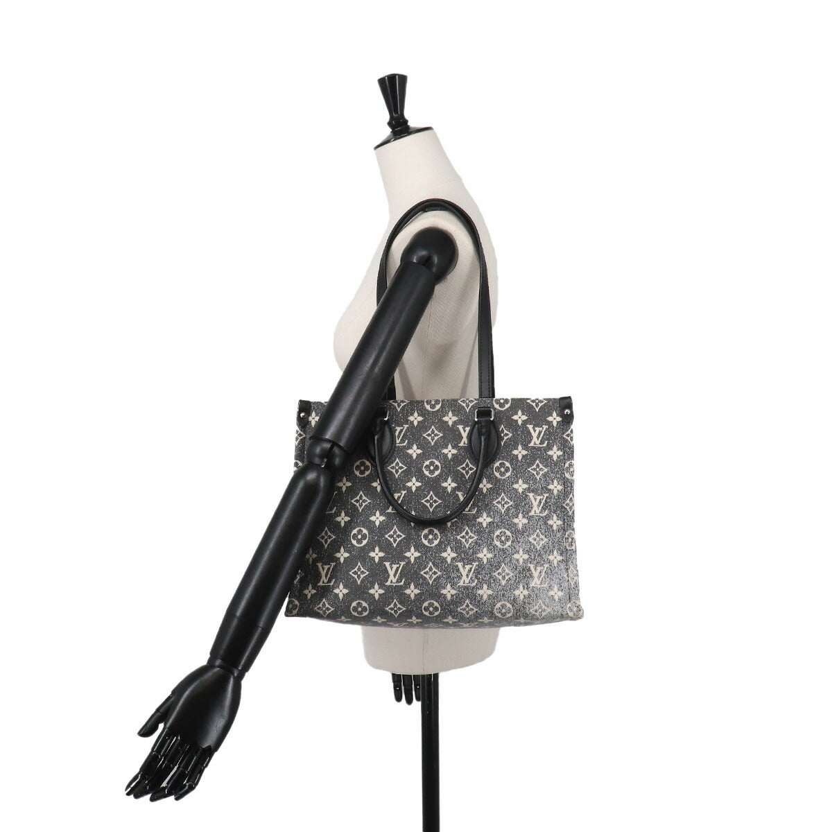 Monogram Jacquard Denim Onthego MM Tote Shoulder Bag