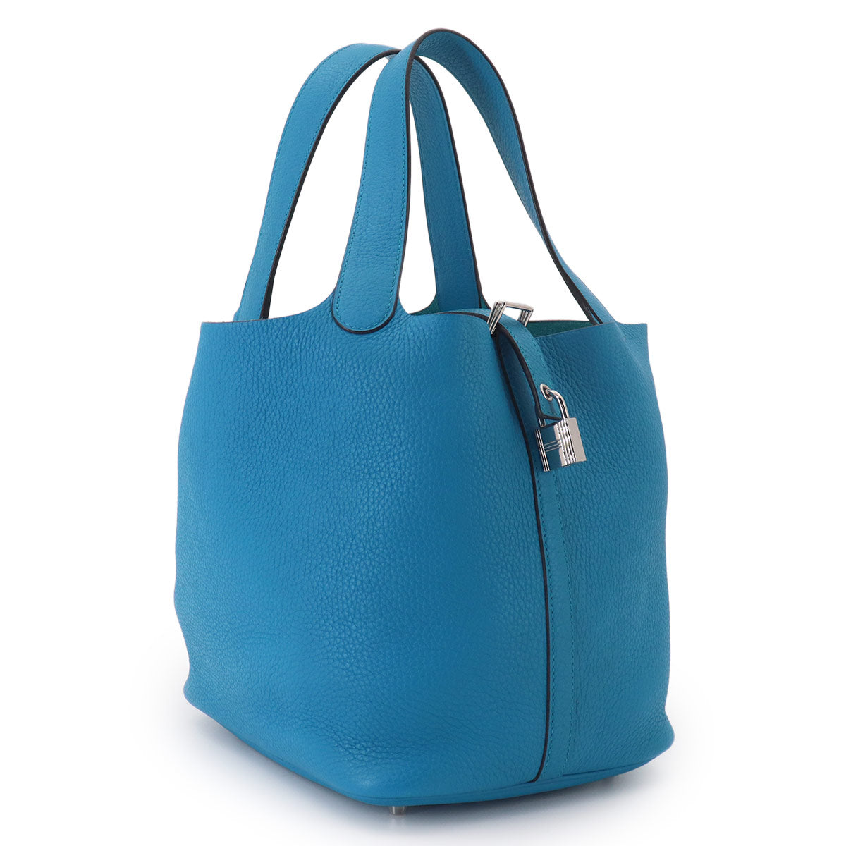 Picotin Lock MM Hand Bag Taurillon Clemence Blue Zanzibar X