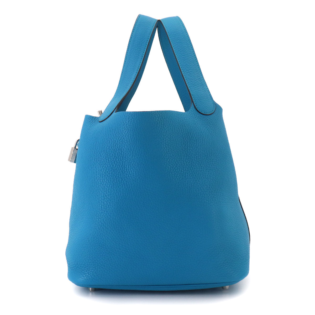 Picotin Lock MM Hand Bag Taurillon Clemence Blue Zanzibar X