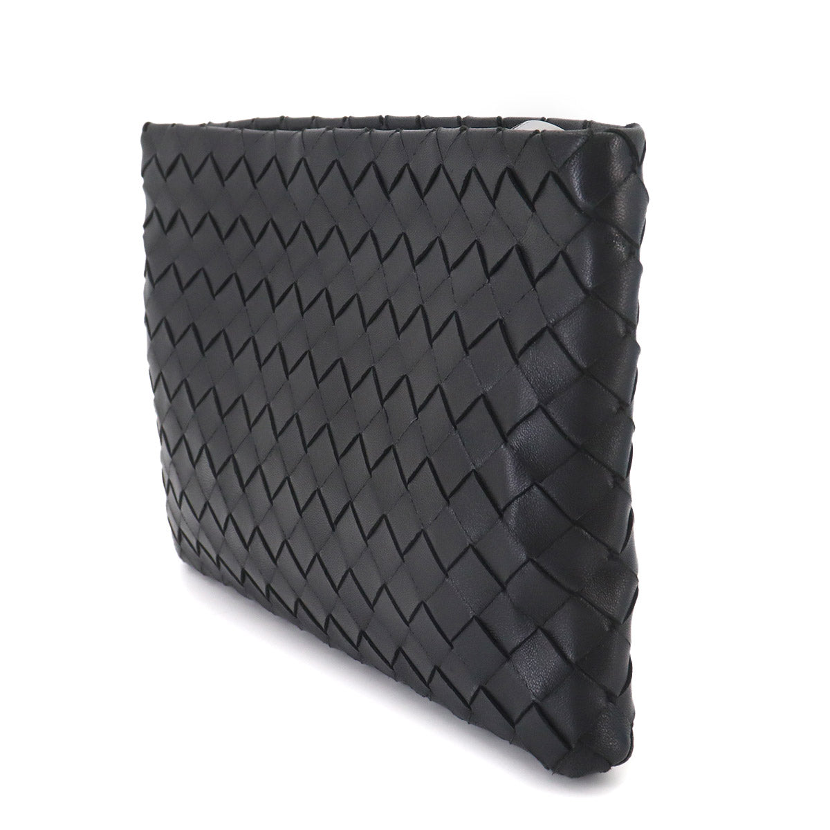 Intrecciato Clutch Second Bag Leather Black Purse