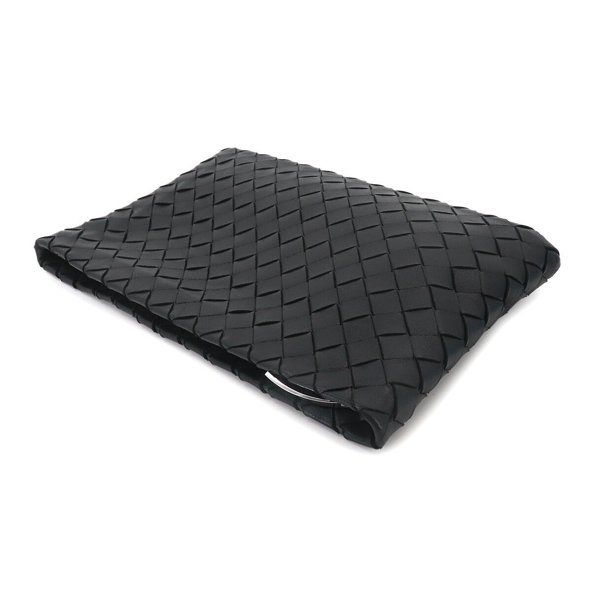 Intrecciato Clutch Second Bag Leather Black Purse