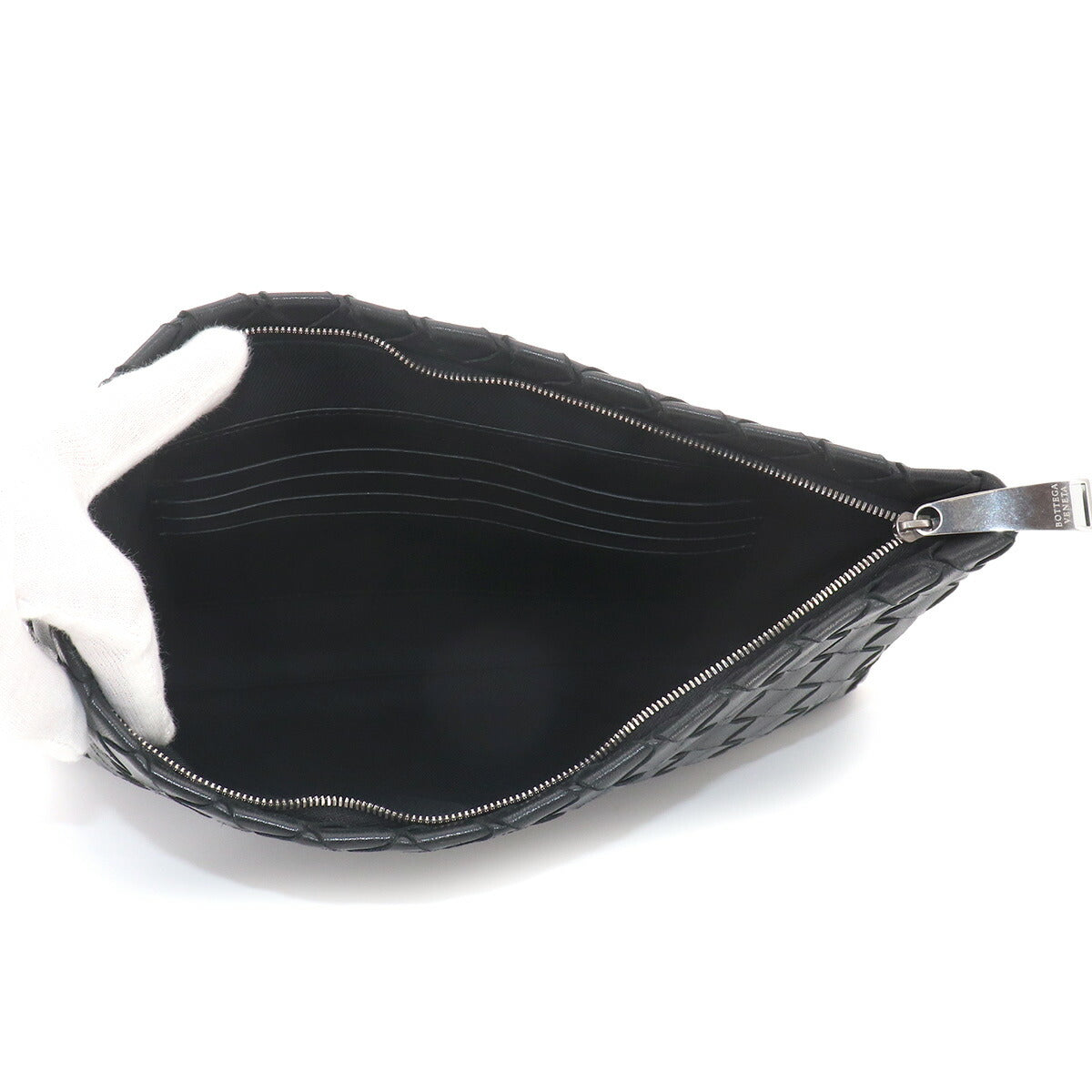 Intrecciato Clutch Second Bag Leather Black Purse