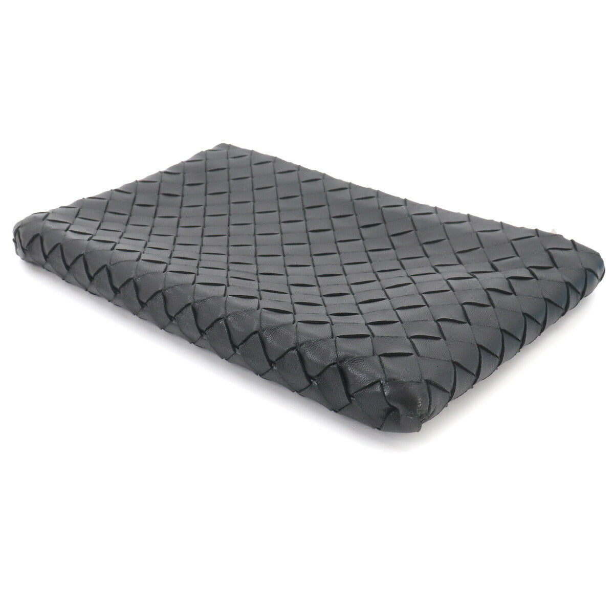 Intrecciato Clutch Second Bag Leather Black Purse