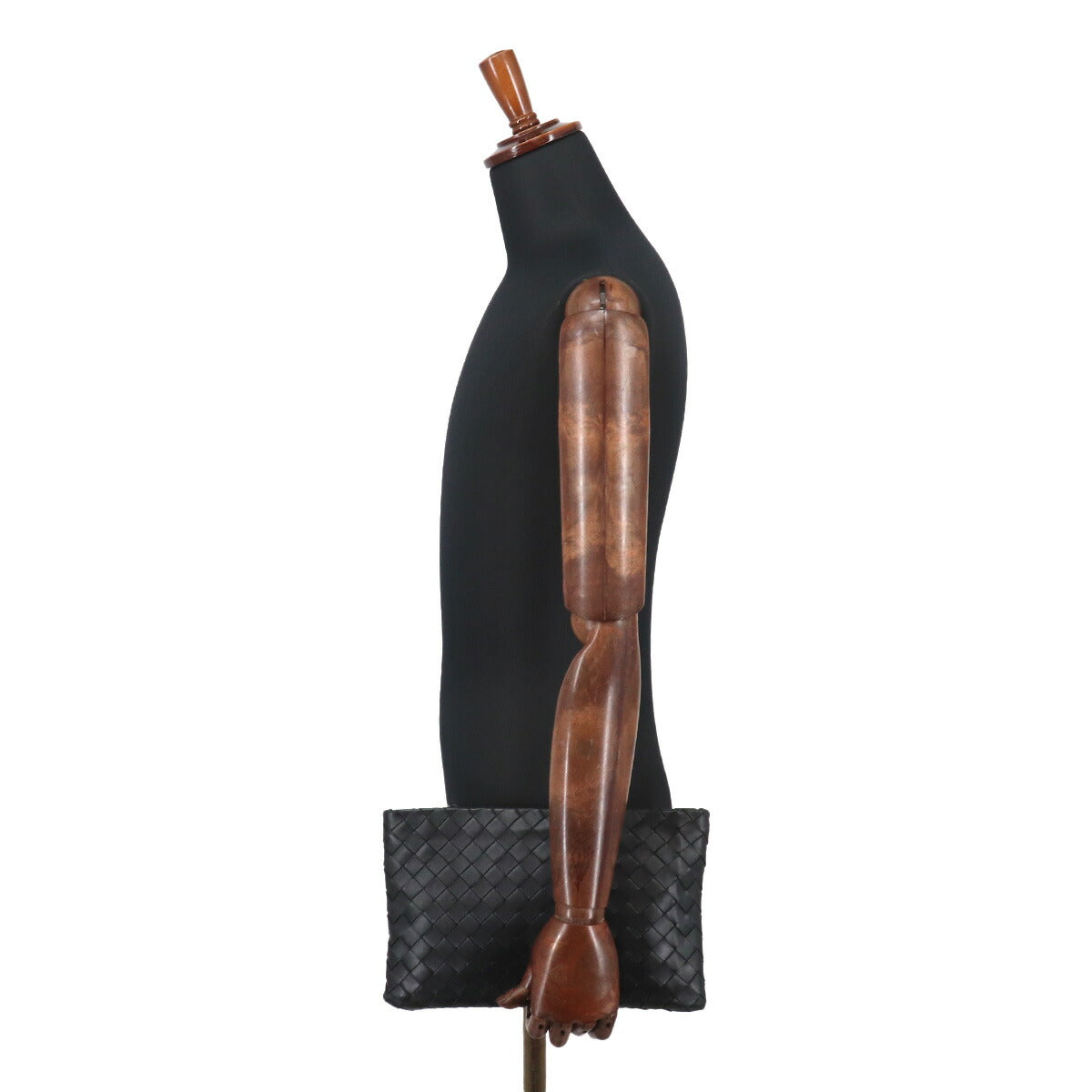 Intrecciato Clutch Second Bag Leather Black Purse