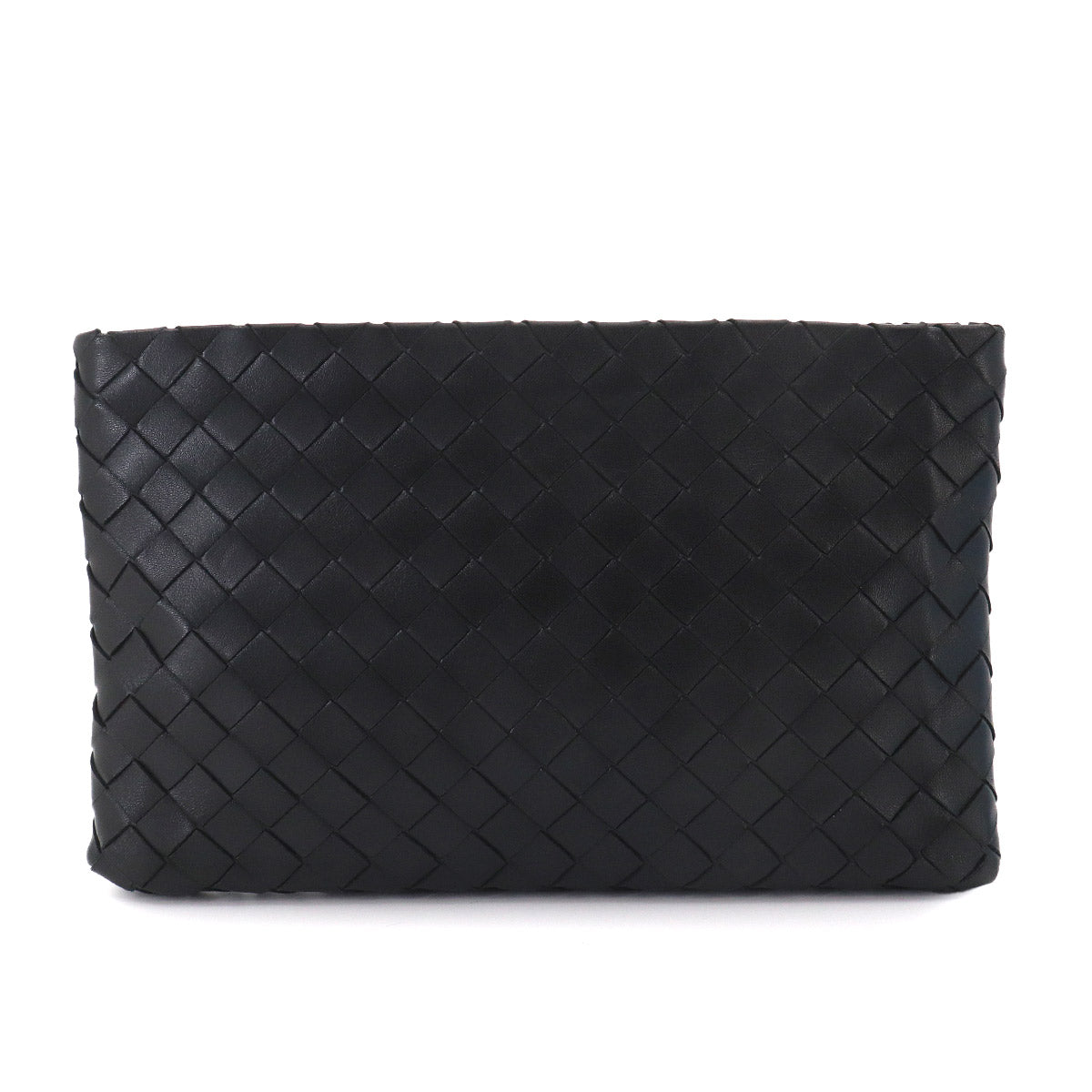 Intrecciato Clutch Second Bag Leather Black Purse