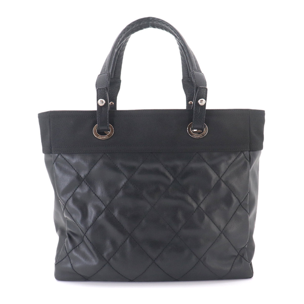 Paris Biarritz MM Tote Bag PVC Nylon Leather Black A34209