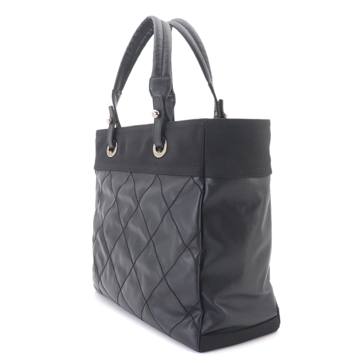 Paris Biarritz MM Tote Bag PVC Nylon Leather Black A34209