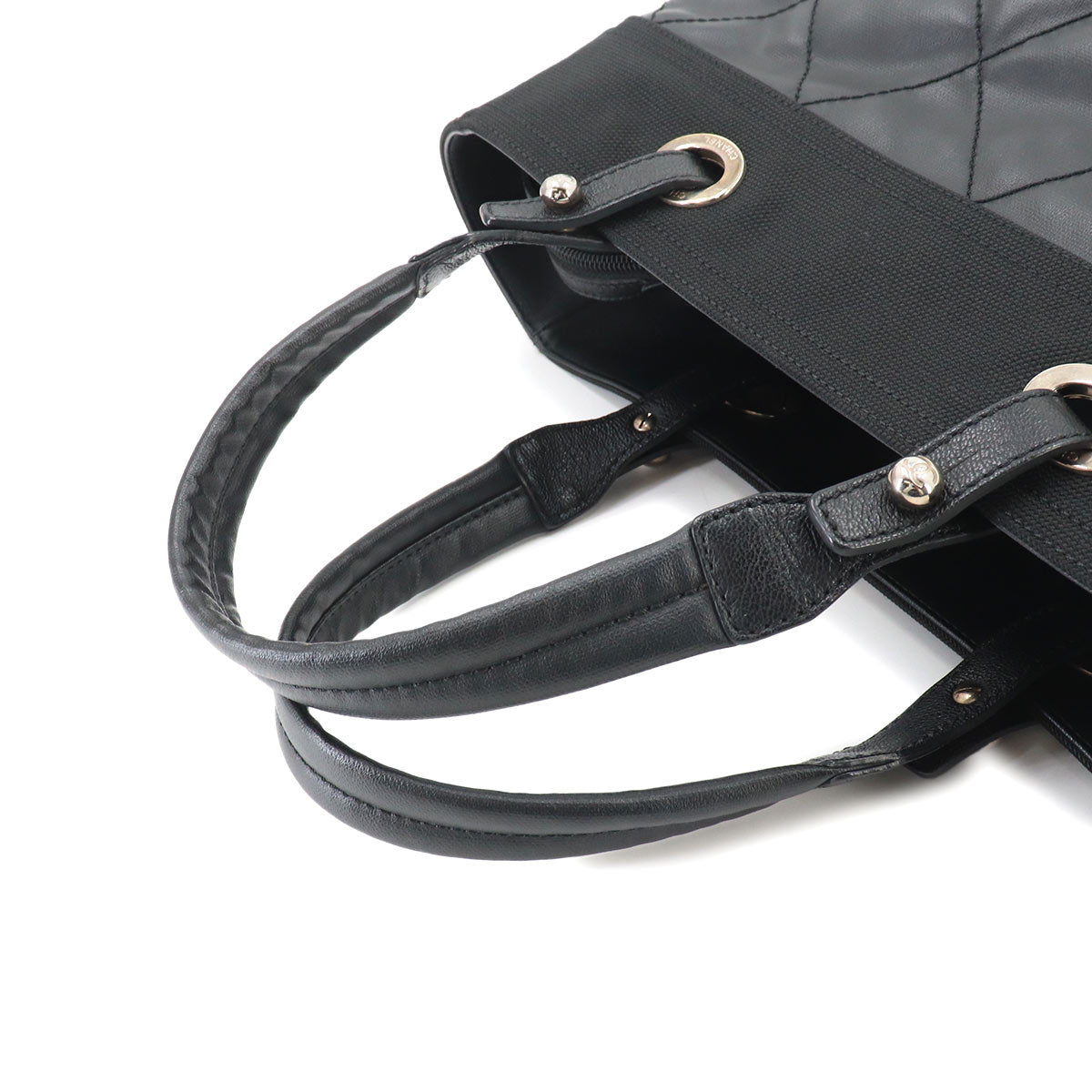 Paris Biarritz MM Tote Bag PVC Nylon Leather Black A34209