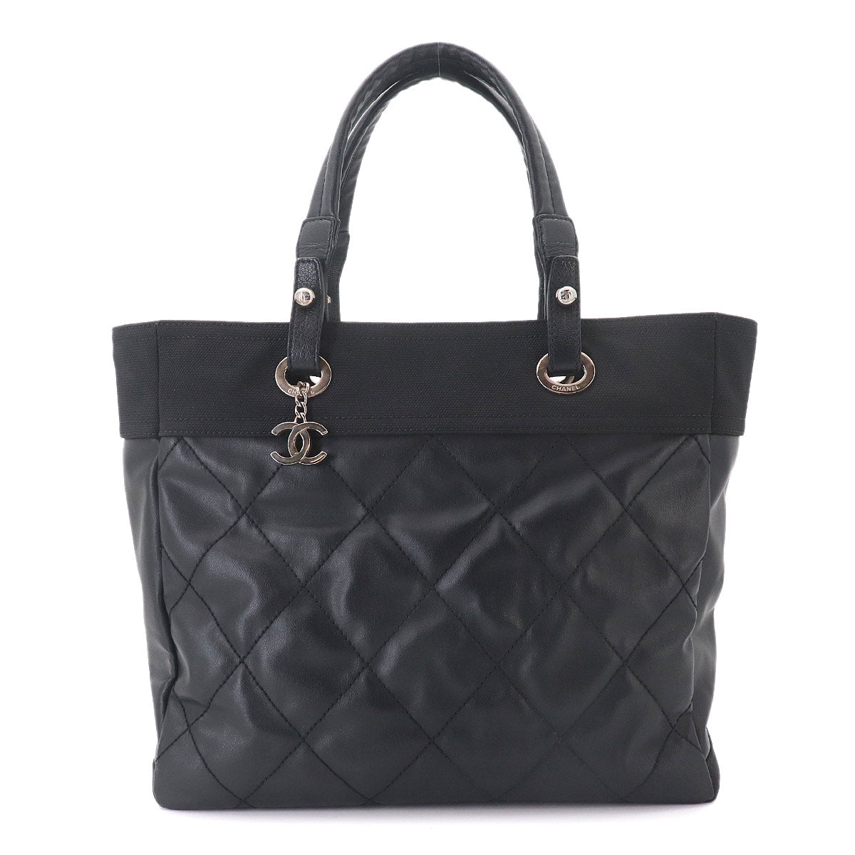 Paris Biarritz MM Tote Bag PVC Nylon Leather Black A34209