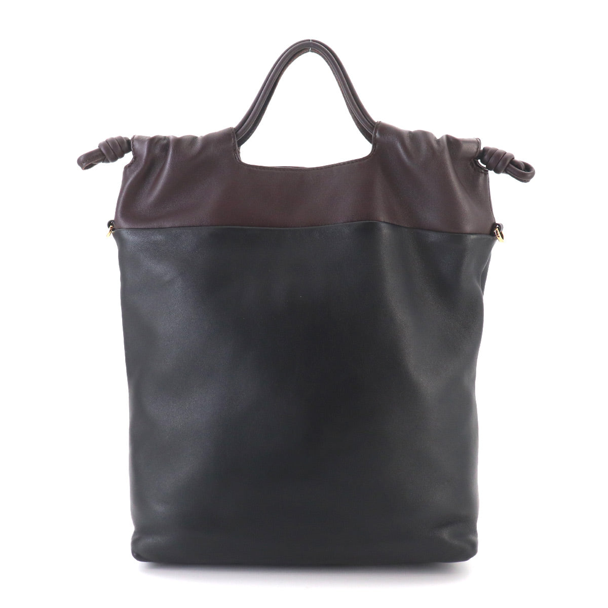 Flamenco Purse Tote Shoulder Bag Leather Black Dark Chestnut