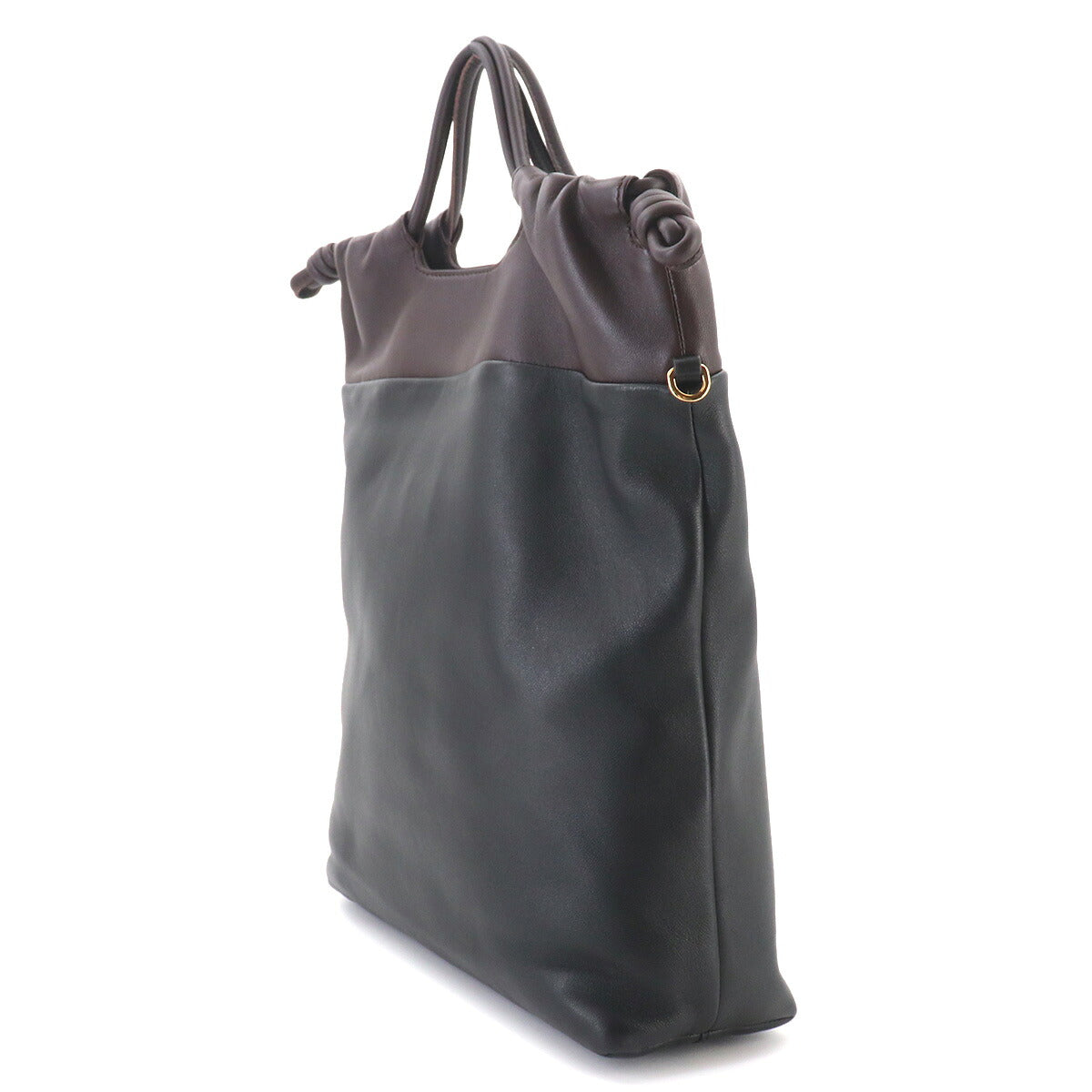 Flamenco Purse Tote Shoulder Bag Leather Black Dark Chestnut