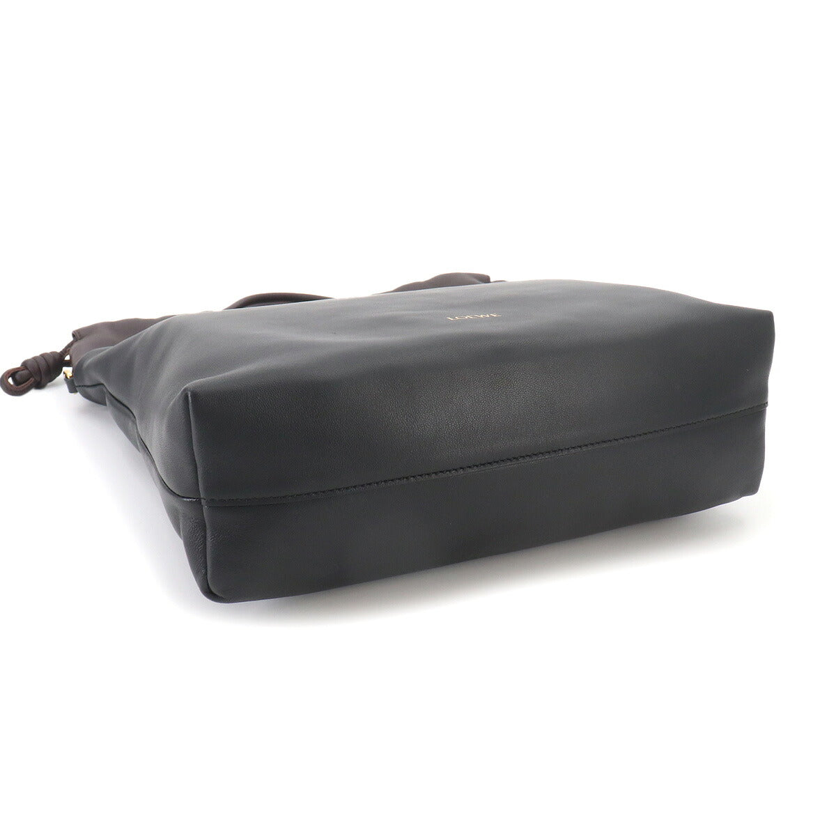 Flamenco Purse Tote Shoulder Bag Leather Black Dark Chestnut