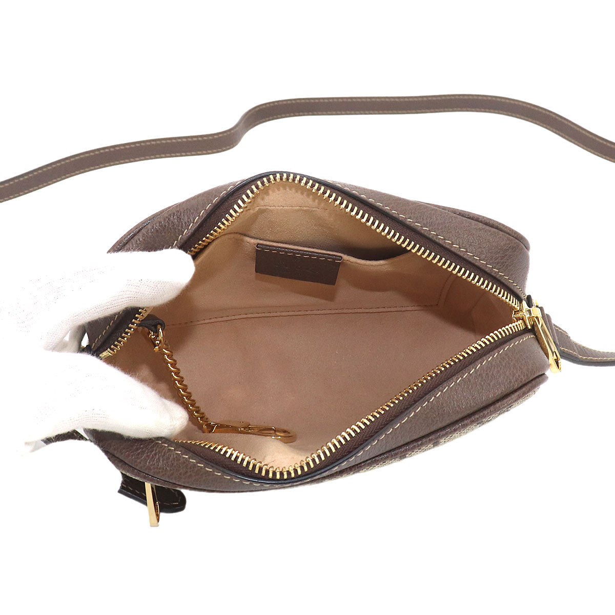Ophidia Shoulder Bag GG Supreme Canvas Leather Beige 517350