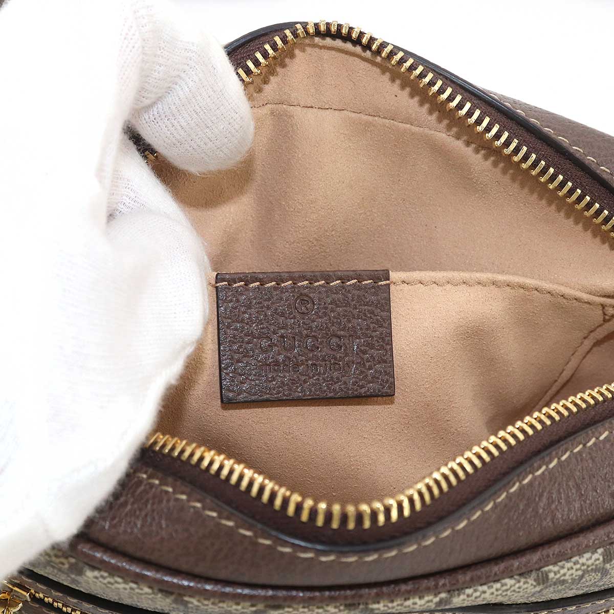 Ophidia Shoulder Bag GG Supreme Canvas Leather Beige 517350