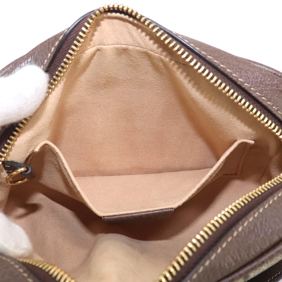 Ophidia Shoulder Bag GG Supreme Canvas Leather Beige 517350