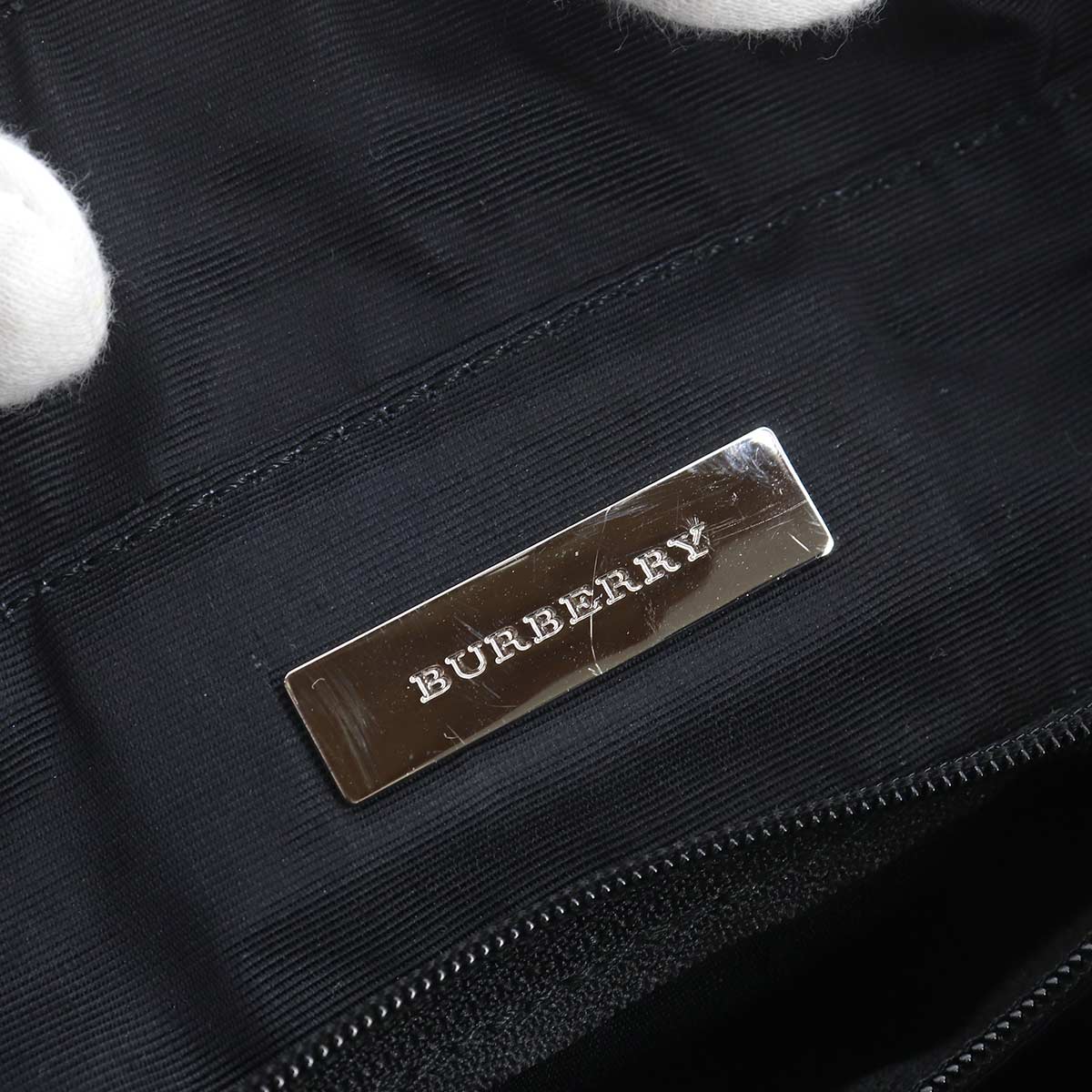Plaid Hand Bag Canvas Leather Beige Black Purse