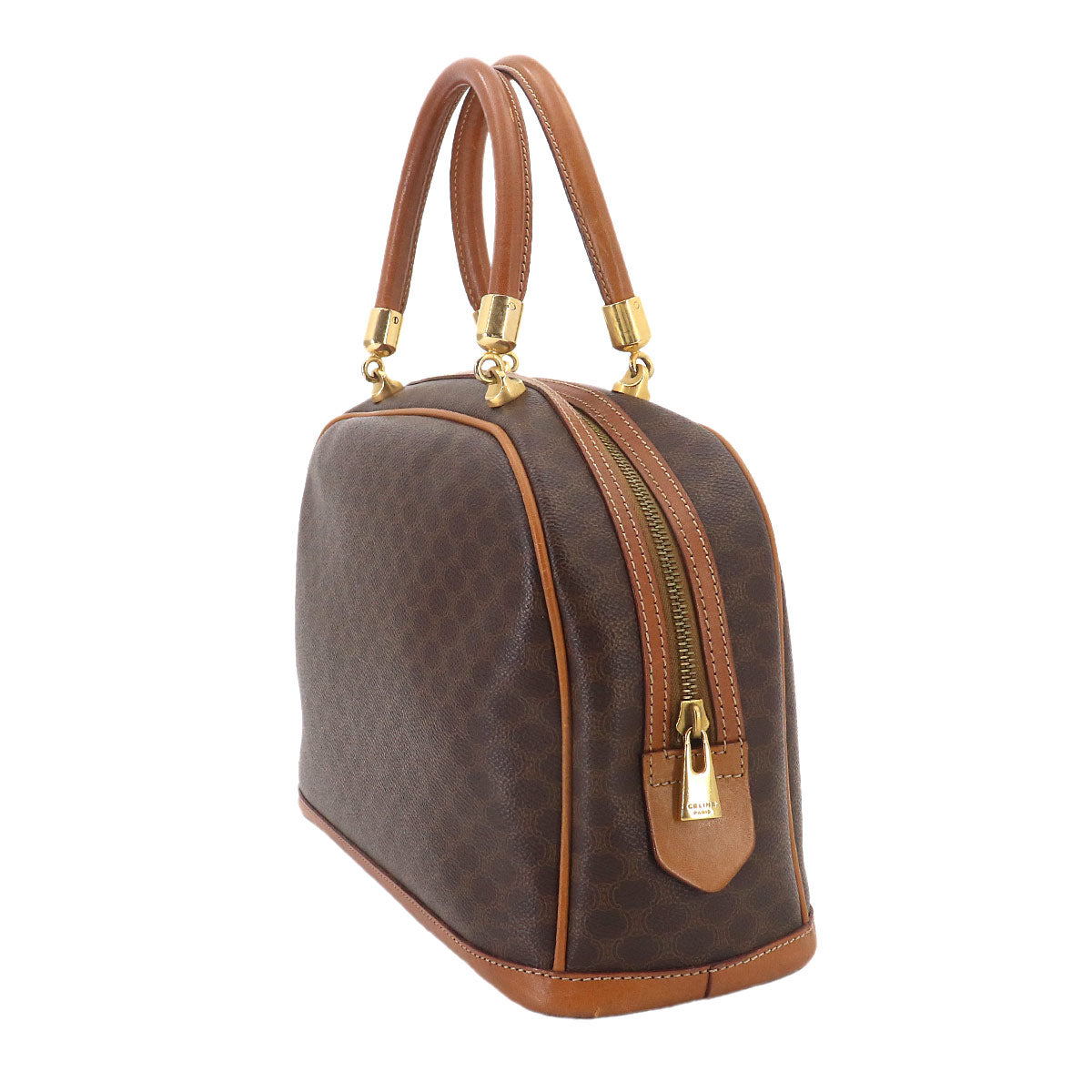 Macadam Hand Bag PVC Leather Brown Vintage Purse