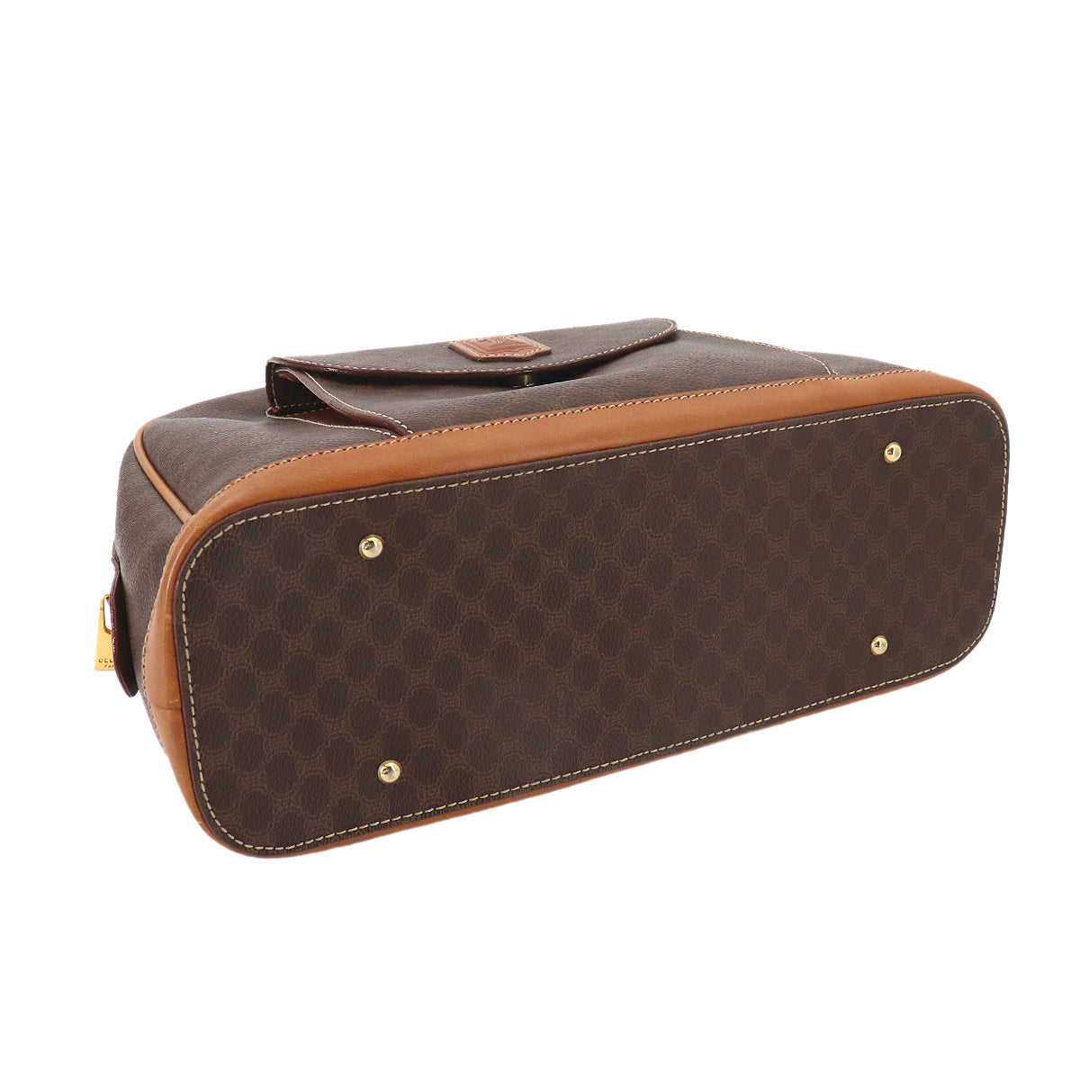 Macadam Hand Bag PVC Leather Brown Vintage Purse